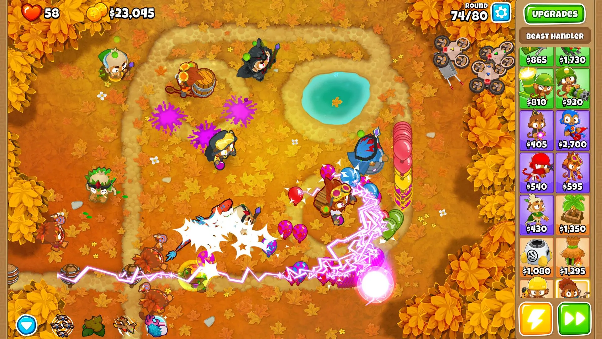 Ảnh chụp màn hình game Bloons Tower Defense, thể hiện sự chuyển dịch từ game trình duyệt sang di động.