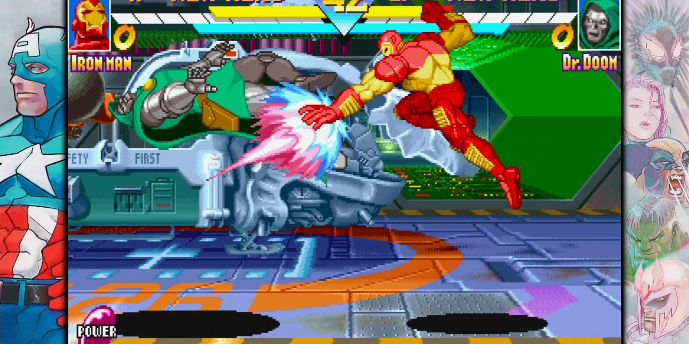 Ảnh chụp màn hình gameplay của Marvel Vs. Capcom 2 trong bộ sưu tập game đối kháng
