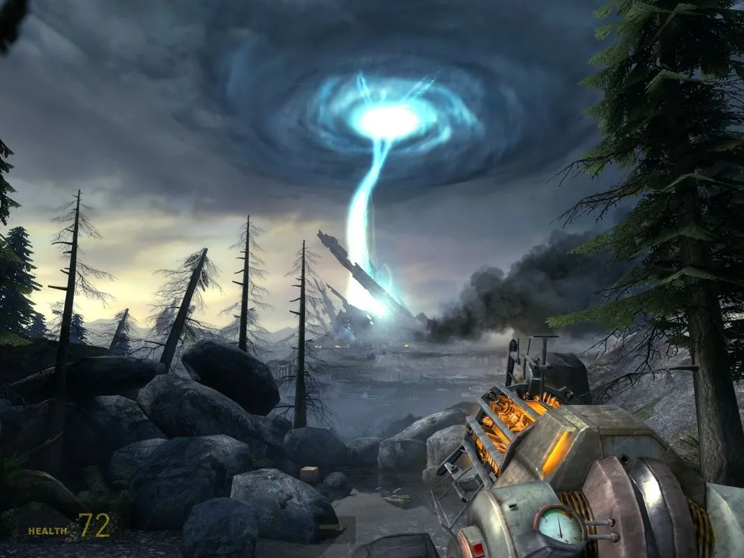 Ảnh chụp màn hình từ Half-Life 2: Episode 2, minh họa cách game tái sử dụng cơ chế cũ để kể tiếp câu chuyện.