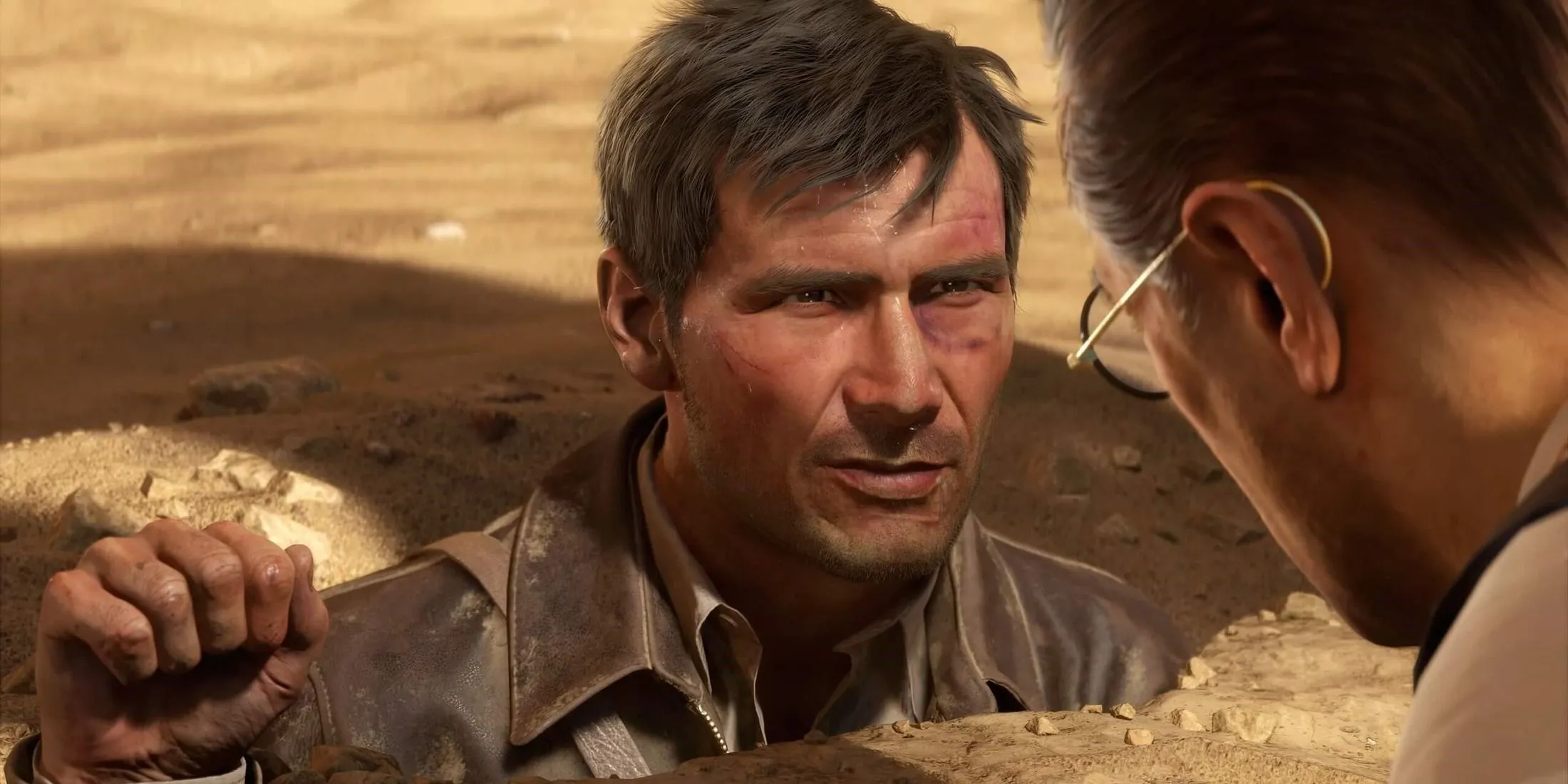 Ảnh quảng bá cho game Indiana Jones and the Great Circle, thể hiện nhân vật chính trong một khung cảnh phiêu lưu đầy kịch tính.