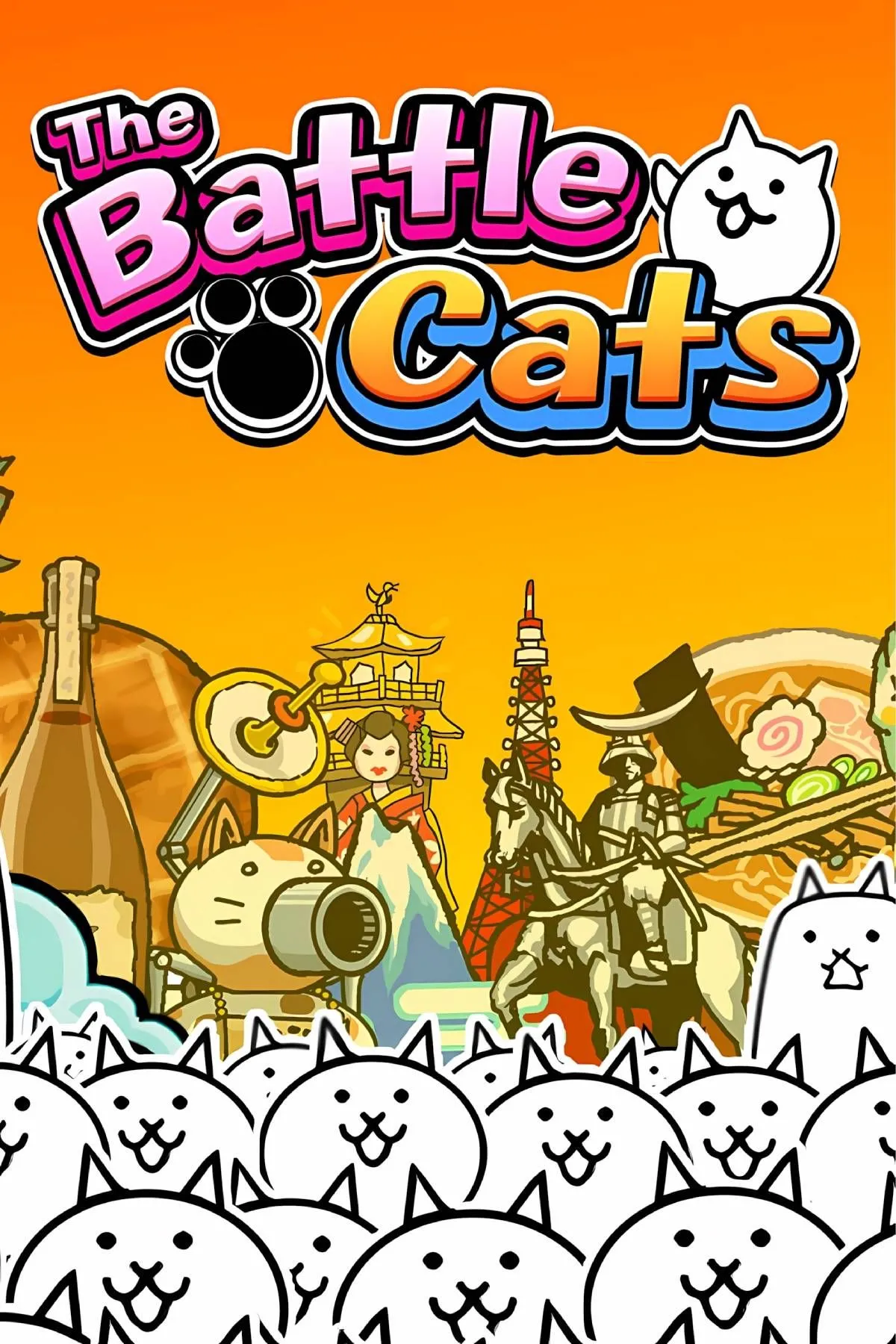 Bìa nghệ thuật game The Battle Cats với các nhân vật mèo ngộ nghĩnh