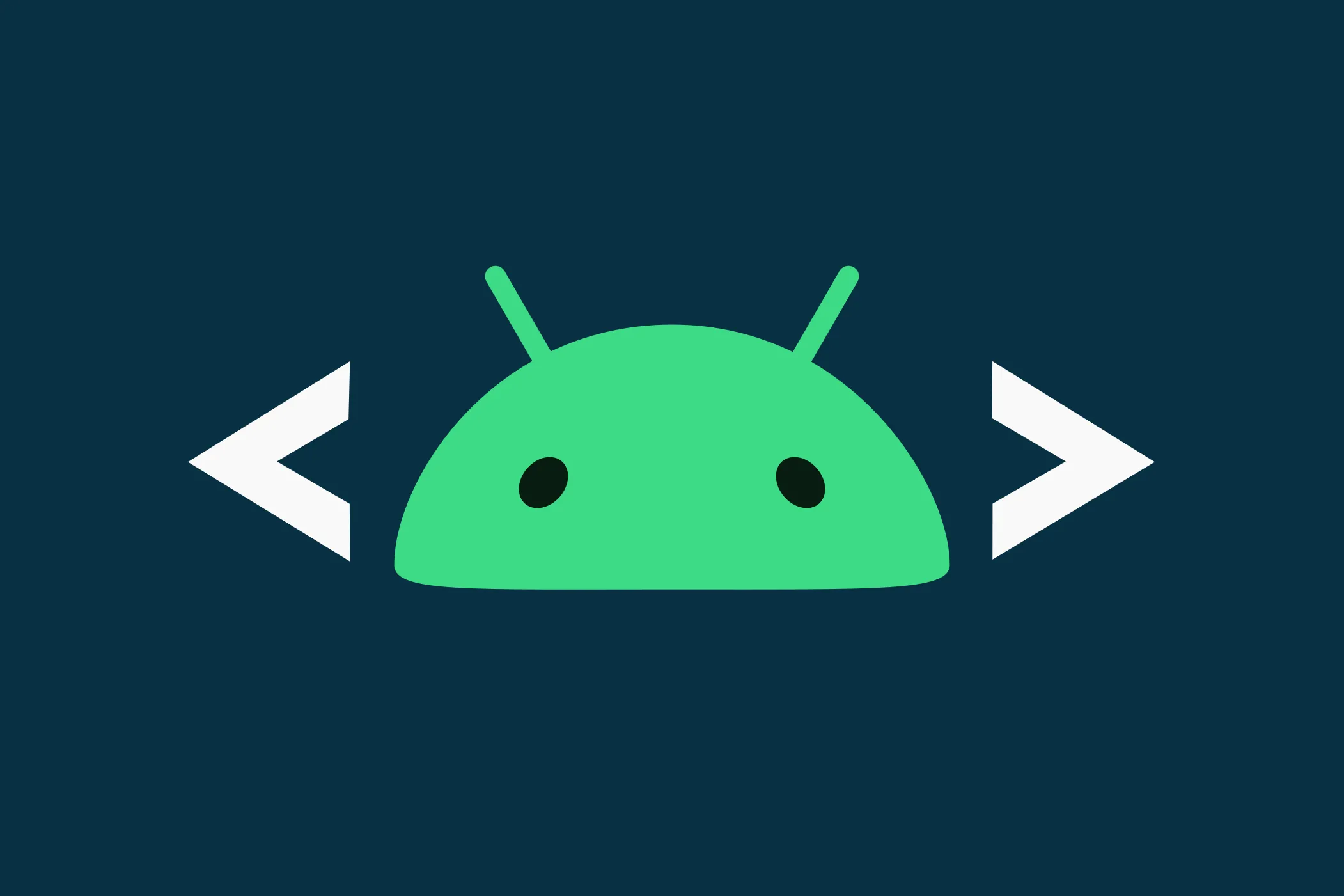 Biểu tượng robot Android với dấu ngoặc, liên quan đến tính năng gỡ lỗi USB