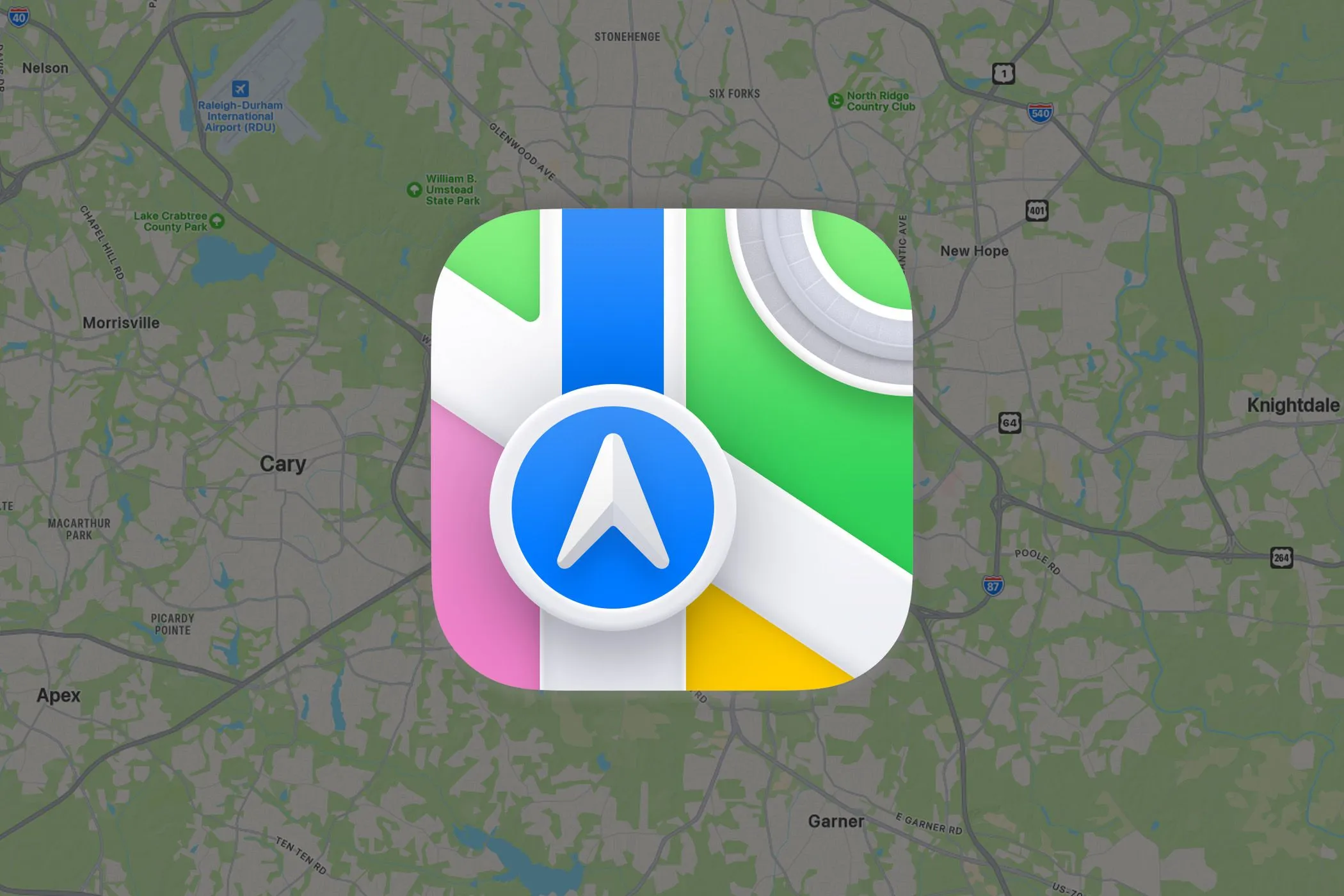 Biểu tượng ứng dụng Apple Maps, thể hiện khả năng định vị và cảnh báo an toàn khu vực nguy hiểm.
