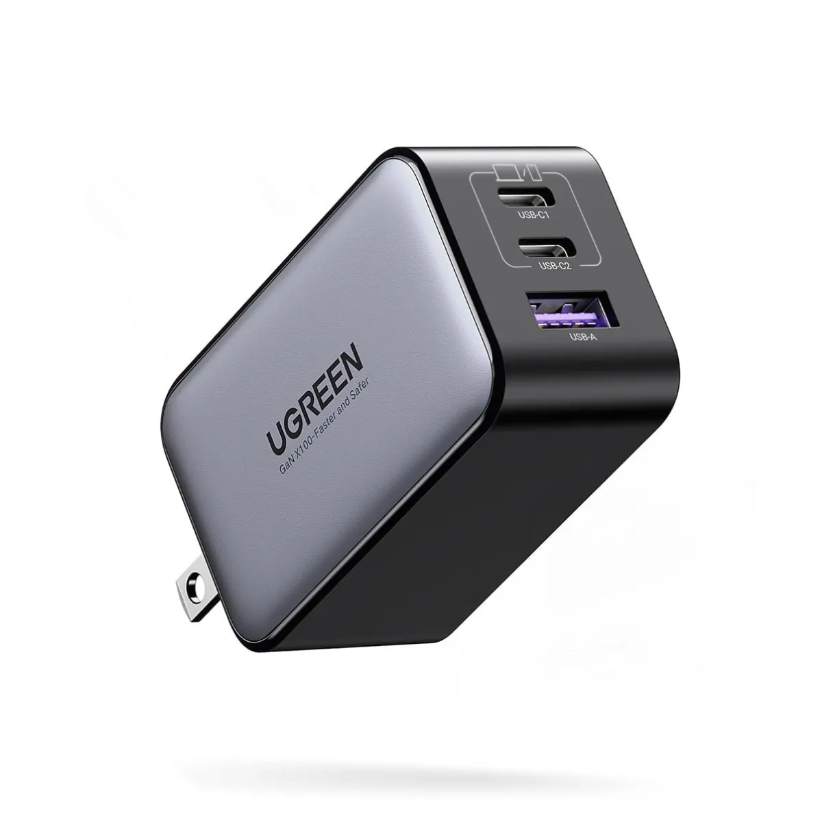 Bộ sạc tường Ugreen Nexode Pro 65W USB-C màu đen, hỗ trợ sạc nhanh cho nhiều thiết bị.