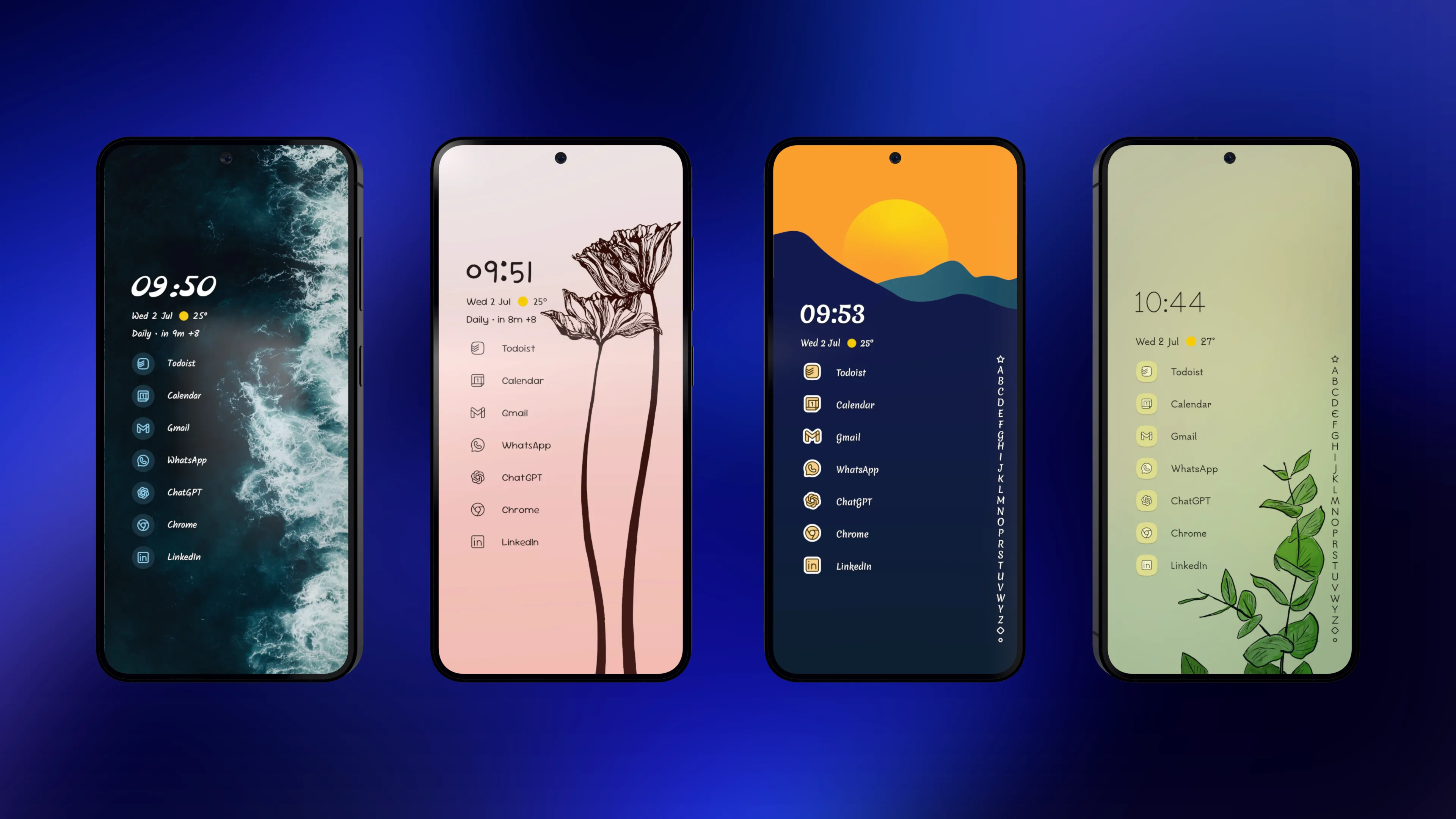 Bộ sưu tập các chủ đề tùy biến trong ứng dụng Niagara Launcher trên điện thoại Android