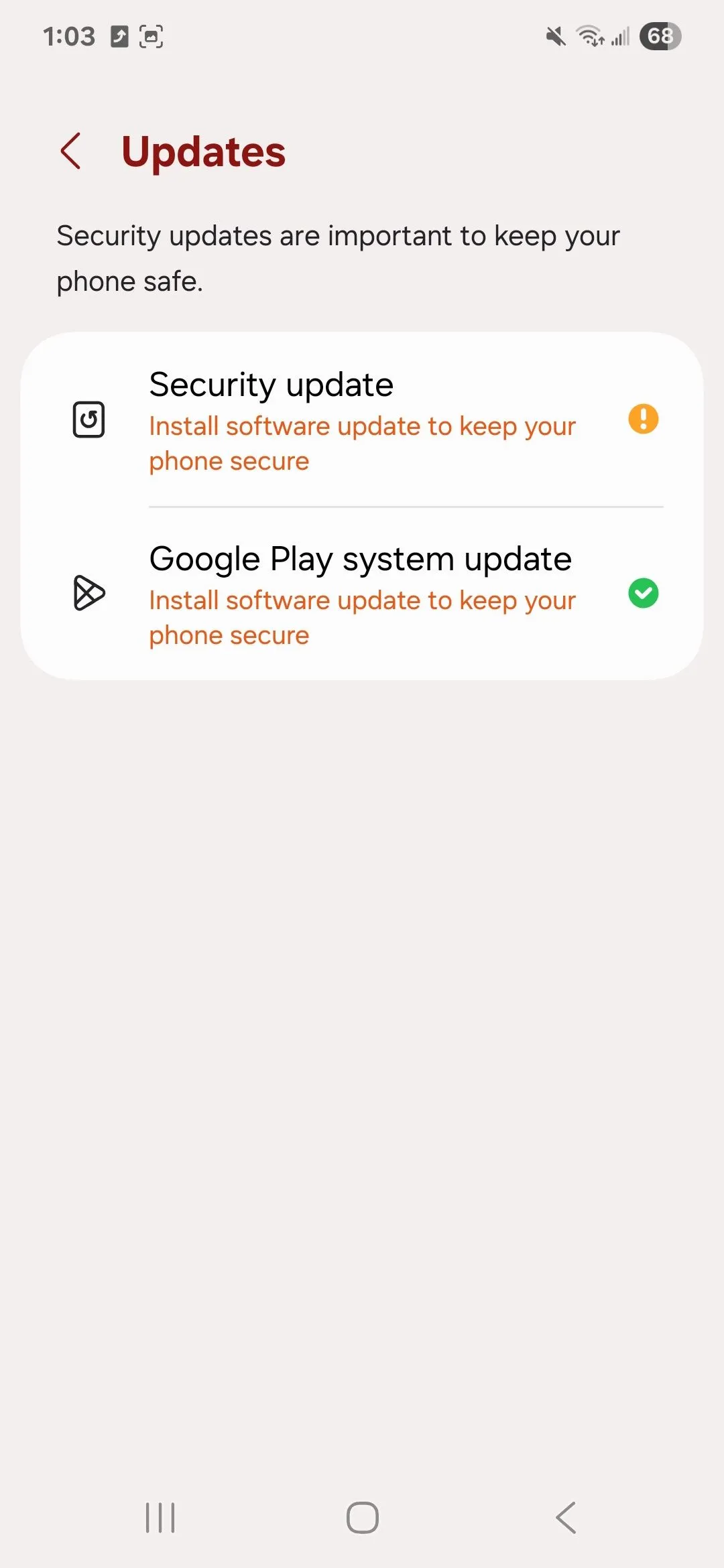 Các tùy chọn kiểm tra và tải cập nhật trên cài đặt điện thoại Samsung