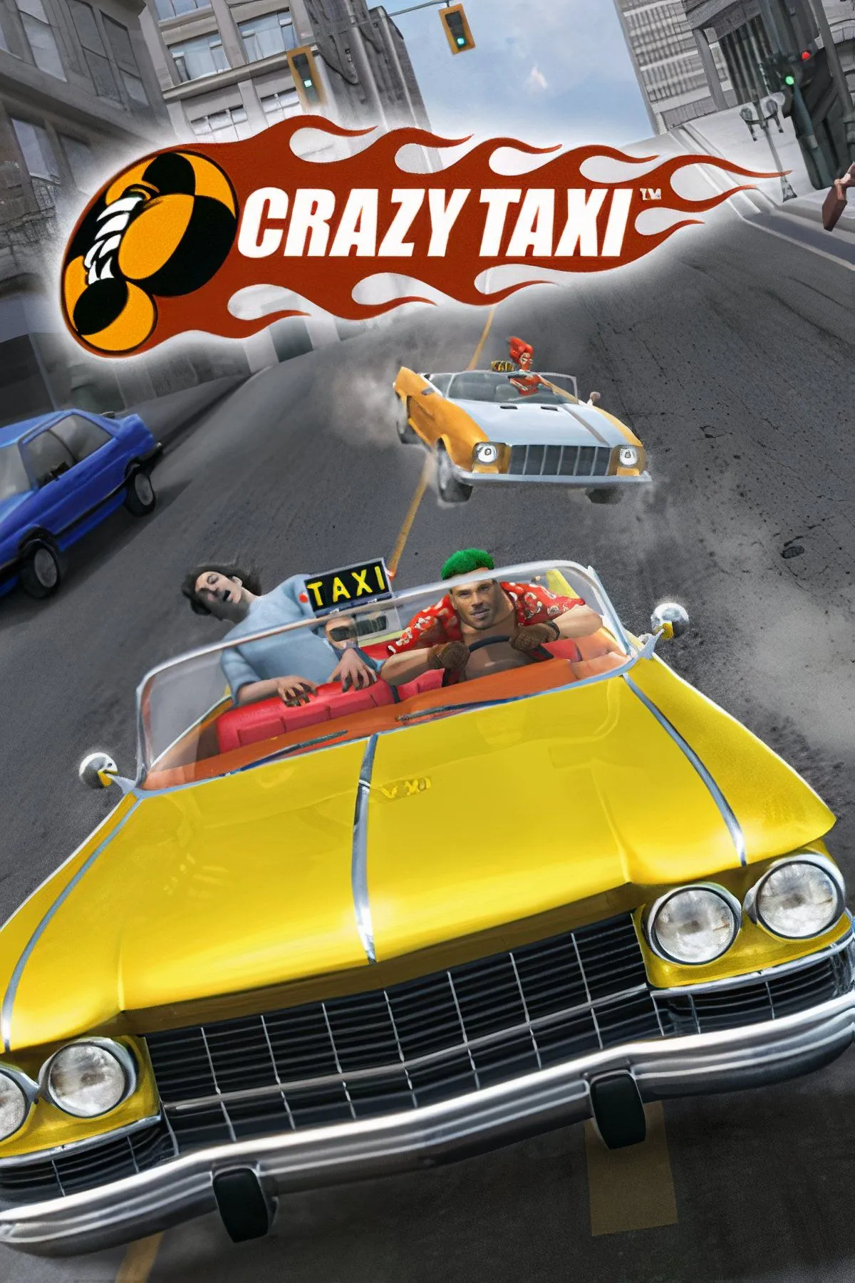 Chiếc taxi màu vàng của Crazy Taxi lao vun vút trên đường phố đông đúc