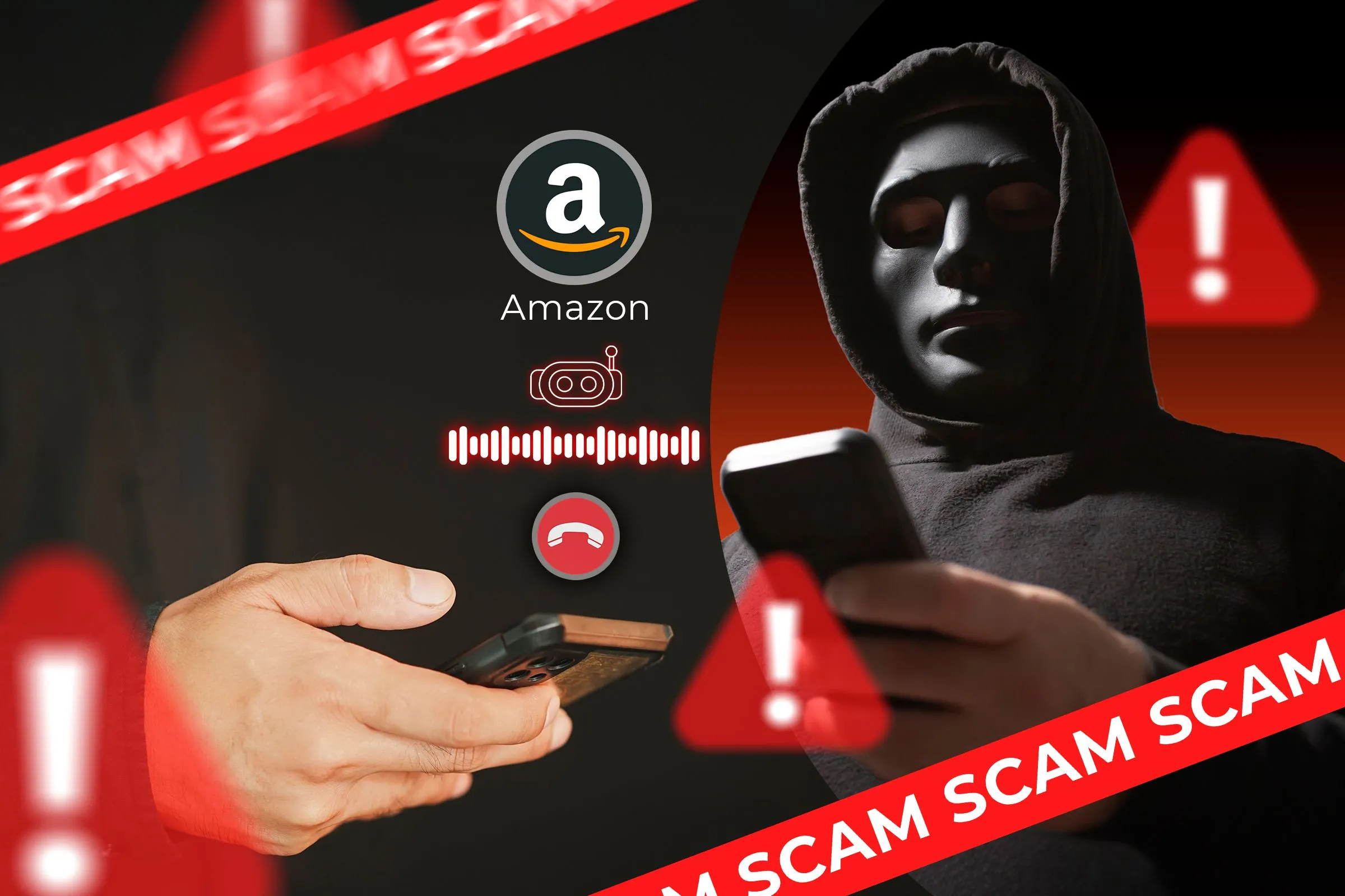 Cuộc gọi giả mạo từ Amazon, kèm hình ảnh kẻ lừa đảo đang cố gắng đánh lừa nạn nhân