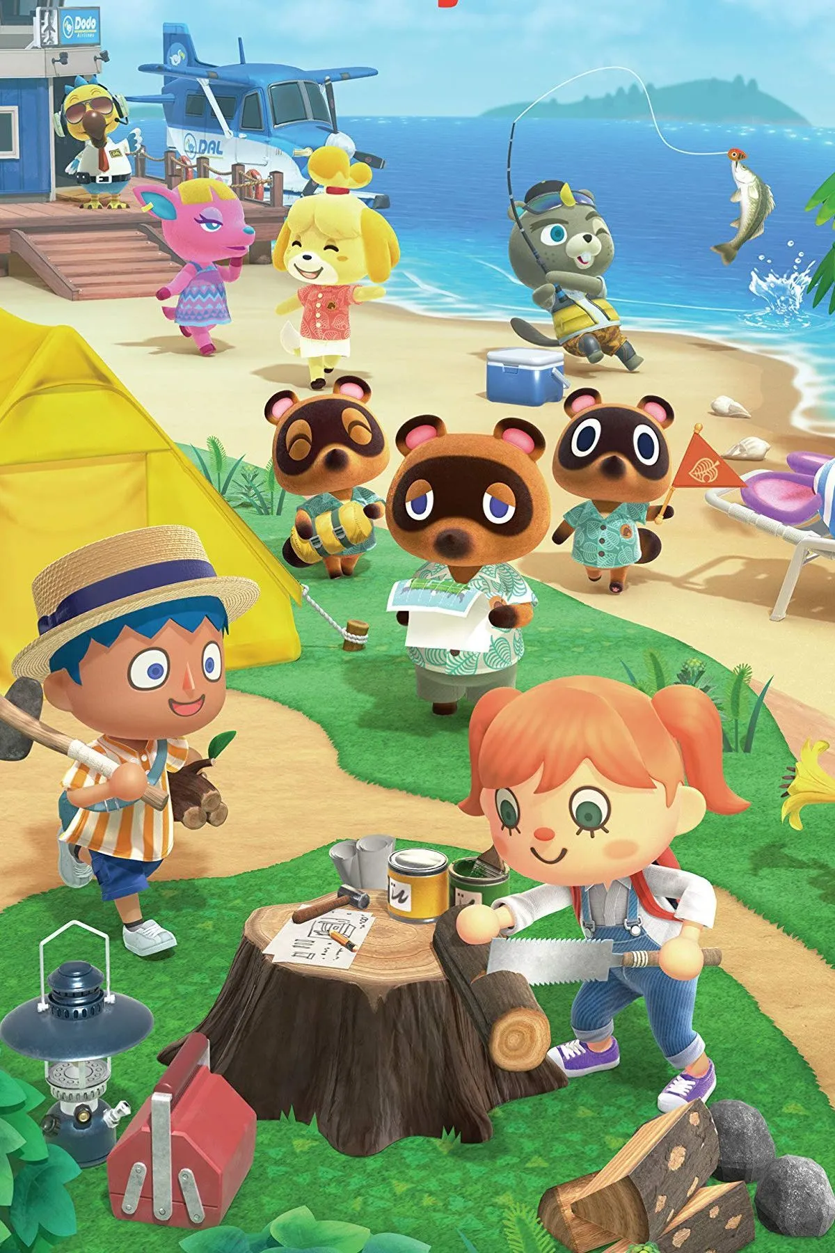 Đảo hoang sơ trong Animal Crossing New Horizons với căn lều khởi đầu