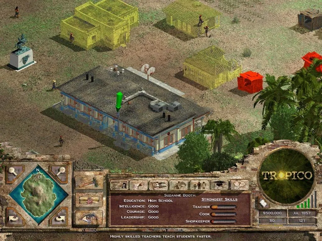 El Presidente, nhân vật chính của Tropico, đang phát biểu trước đám đông người dân, thể hiện khía cạnh mô phỏng chính trị.