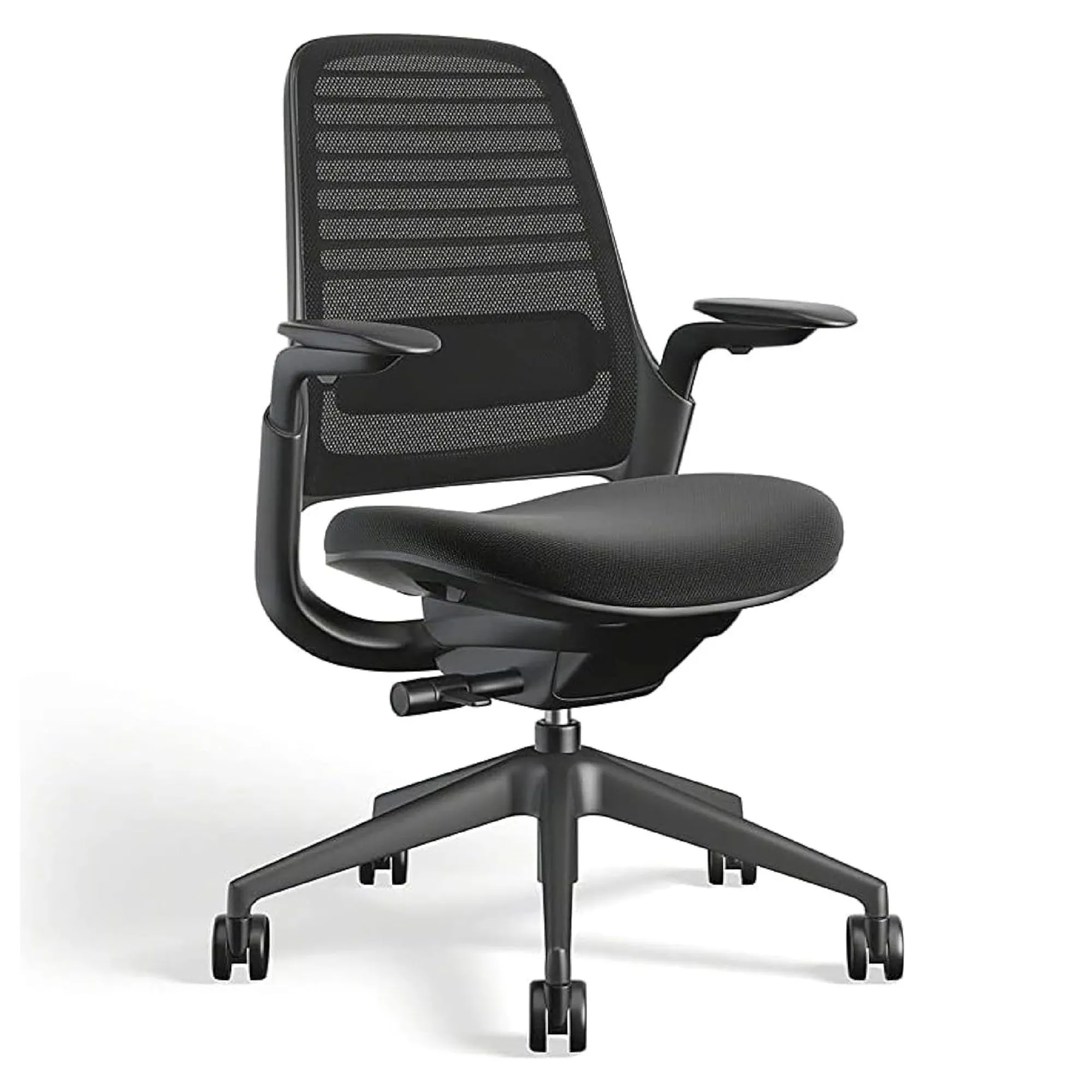 Ghế Steelcase Series 1 màu xám trên nền trắng, nổi bật thiết kế tối giản và công thái học.