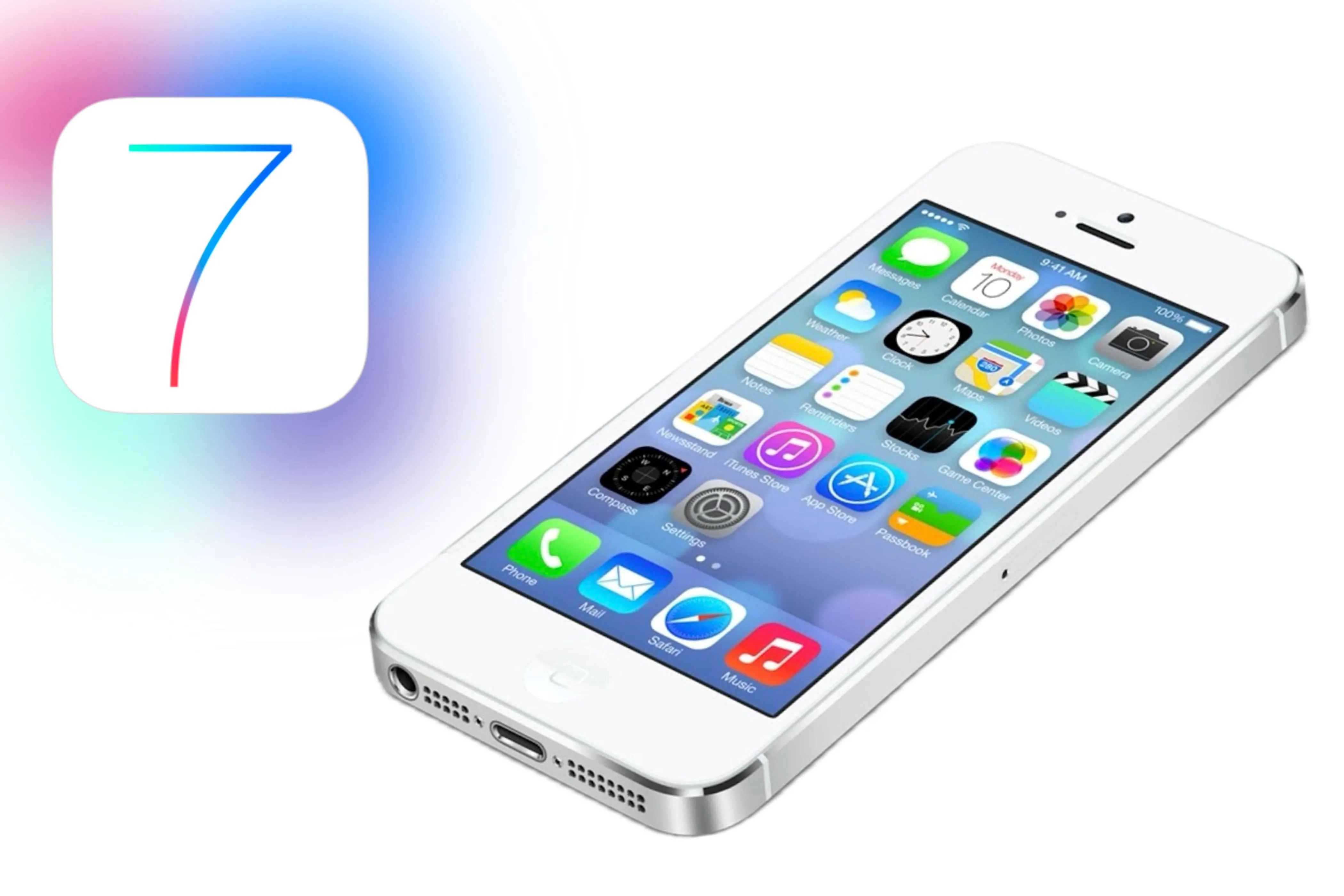 Giao diện iOS 7 phẳng và trong suốt trên iPhone, minh họa sự thay đổi thiết kế hệ điều hành Apple.