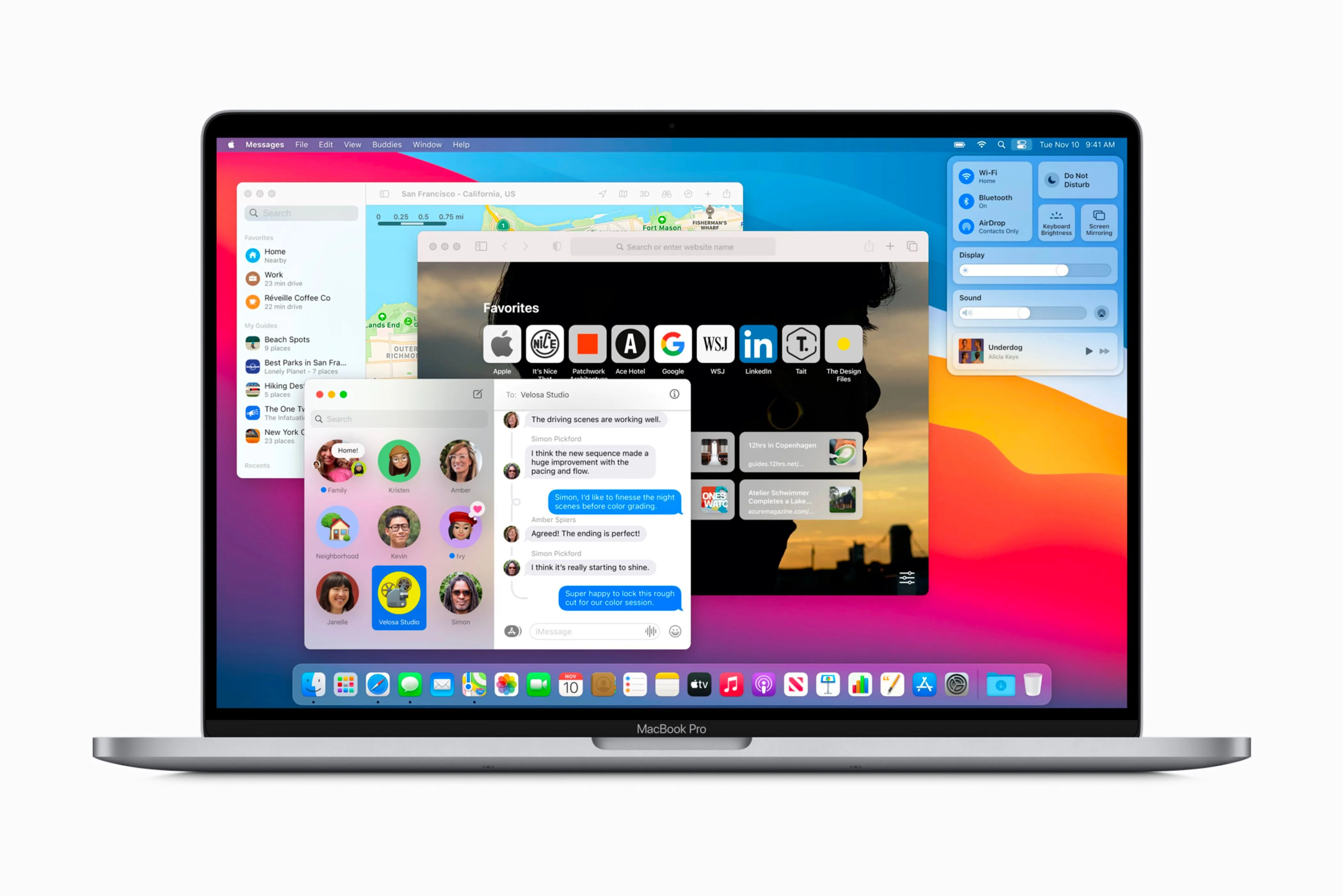 Giao diện macOS Big Sur trên Mac, đồng bộ thiết kế với hệ điều hành iOS.