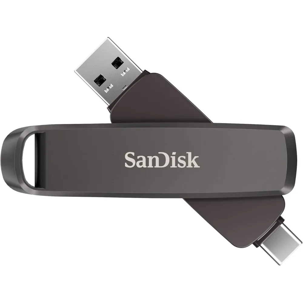 Hình ảnh chiếc USB SanDisk Extreme PRO Dual Drive dung lượng 512GB, nổi bật với thiết kế nhỏ gọn và khả năng lưu trữ lớn cho các tệp dữ liệu kích thước lớn.