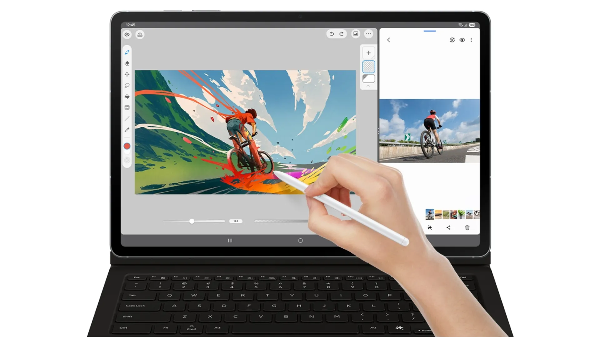 Hình ảnh Galaxy Tab S10 FE đi kèm ốp lưng bàn phím và S Pen