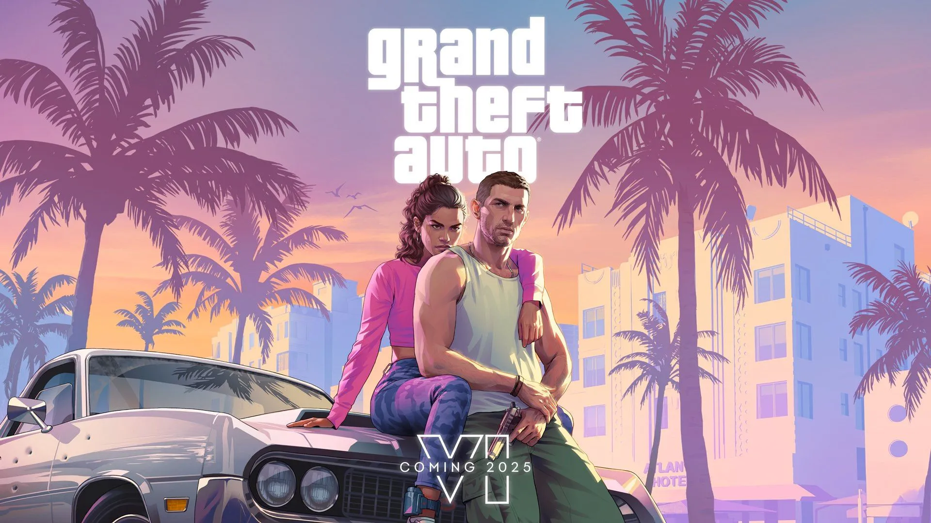 Hình ảnh logo game Grand Theft Auto VI (GTA 6) trên nền đen, biểu thị tin tức về ngày phát hành của tựa game.