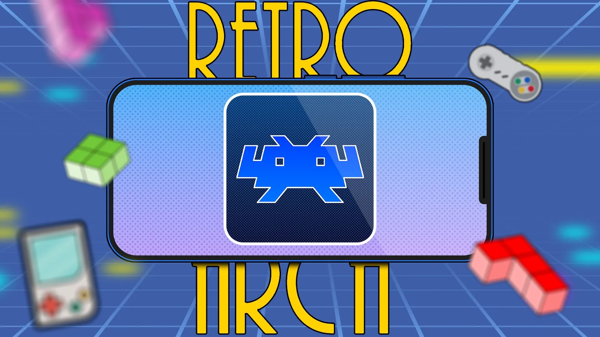 Hình ảnh minh họa điện thoại với logo RetroArch, gợi ý sử dụng Chromebook cũ như một thiết bị giải trí hoặc giả lập game