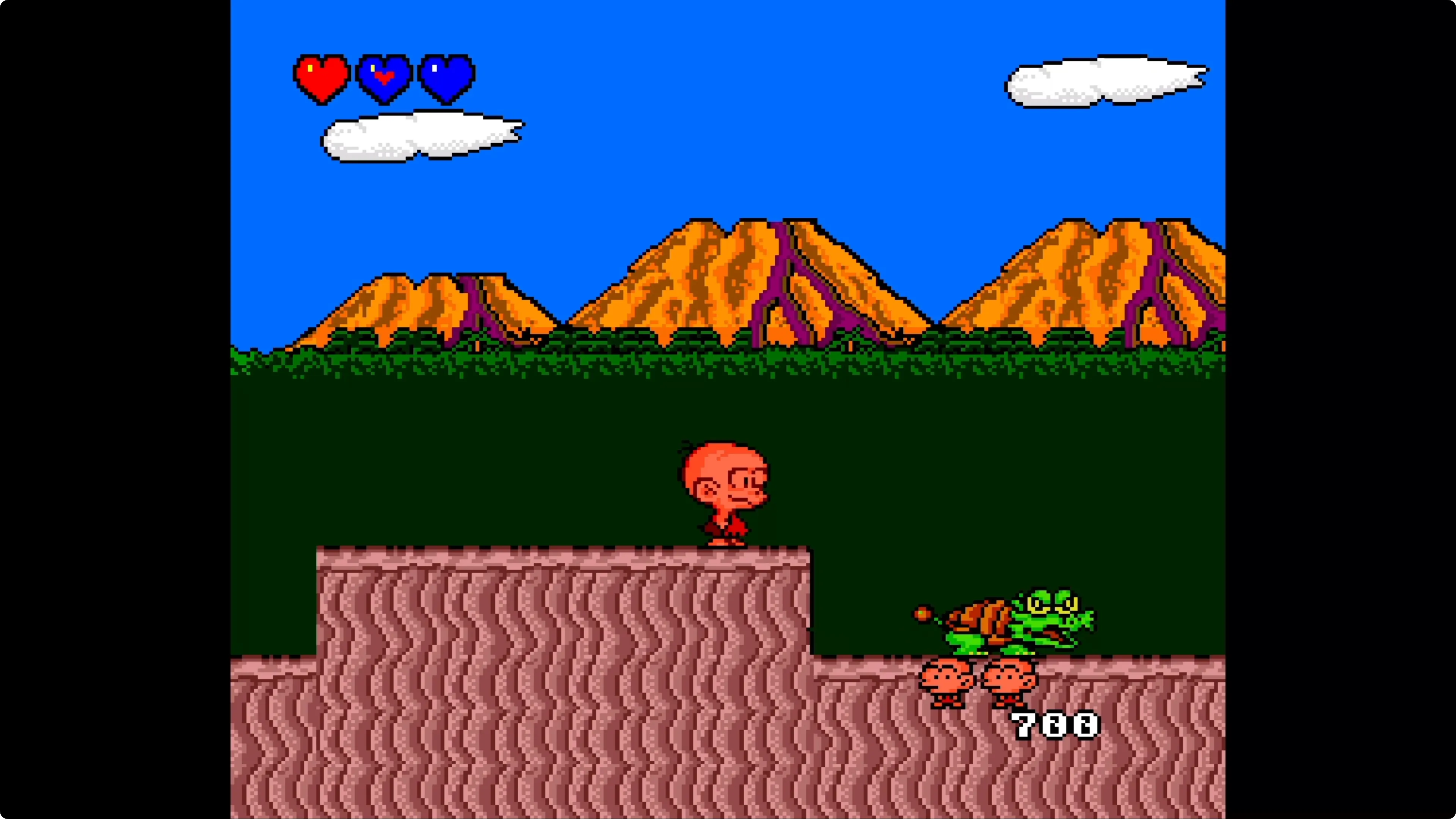 Hình ảnh trò chơi Bonk's Adventure của TurboGrafx16 đang hiển thị trên màn hình khi chạy qua Apple TV