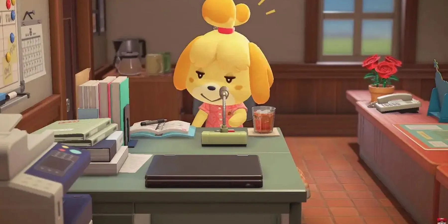 Isabelle, thư ký quen thuộc, tươi cười chào đón người chơi trong Animal Crossing New Horizons