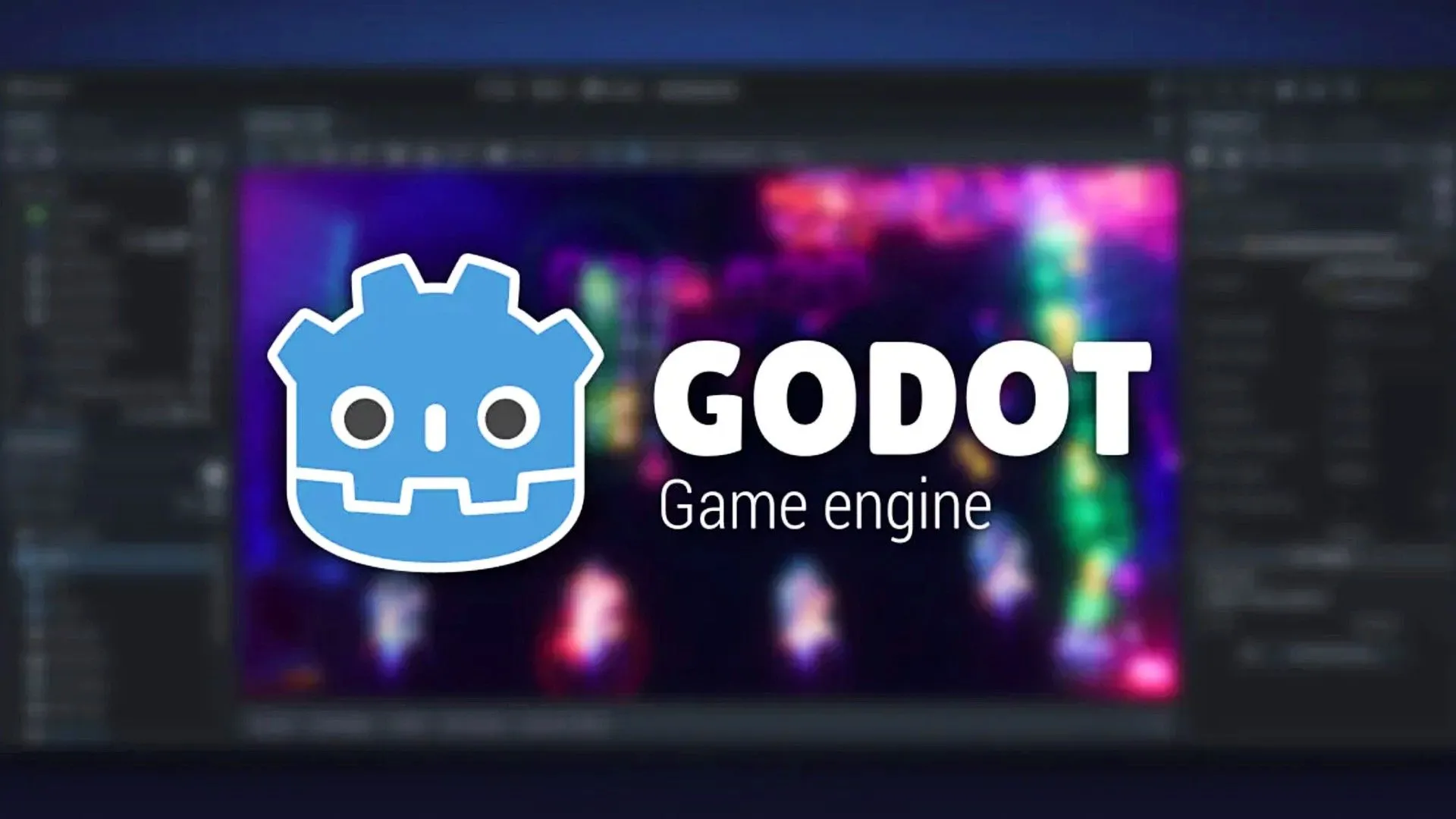 Logo Godot Engine nổi bật trên nền một dự án game đang được phát triển, biểu tượng cho engine mã nguồn mở.