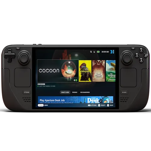Logo Steam Deck OLED cùng các thông số kỹ thuật nổi bật, gợi ý một lựa chọn thay thế cho giả lập game