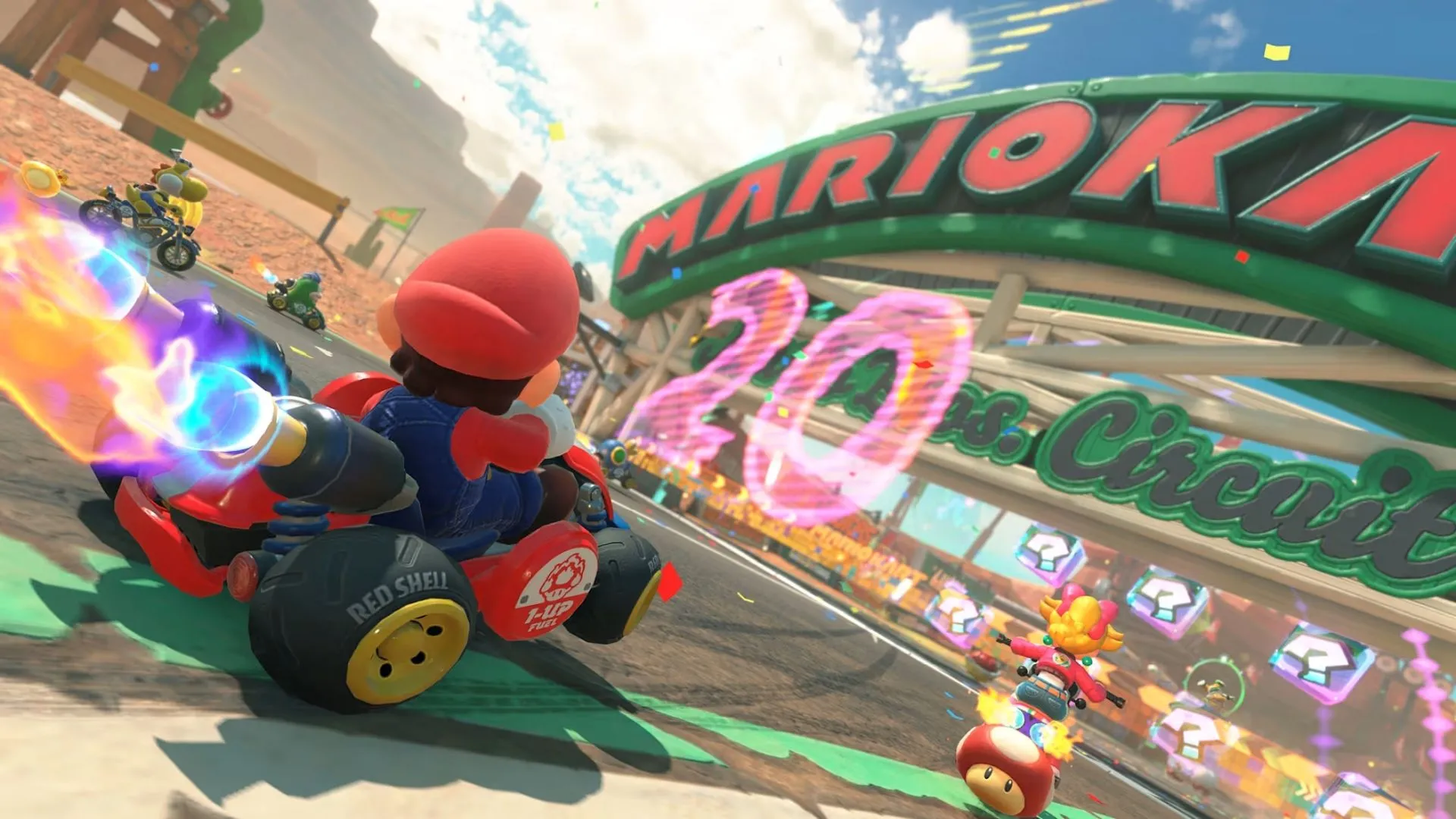 Màn hình lựa chọn nhân vật và xe đua trong giao diện Mario Kart World