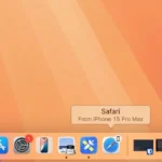 Màn hình Mac hiển thị gợi ý Handoff cho Safari, minh họa khả năng chuyển đổi tác vụ liền mạch giữa các thiết bị Apple.