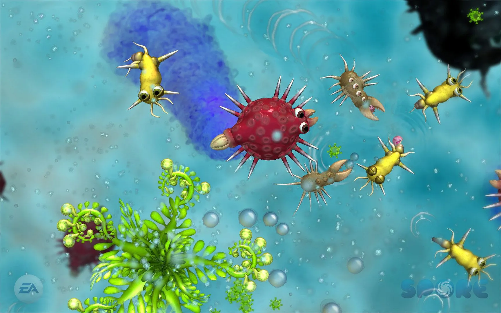 Màn hình tạo sinh vật tùy chỉnh trong game Spore với các tùy chọn bộ phận cơ thể