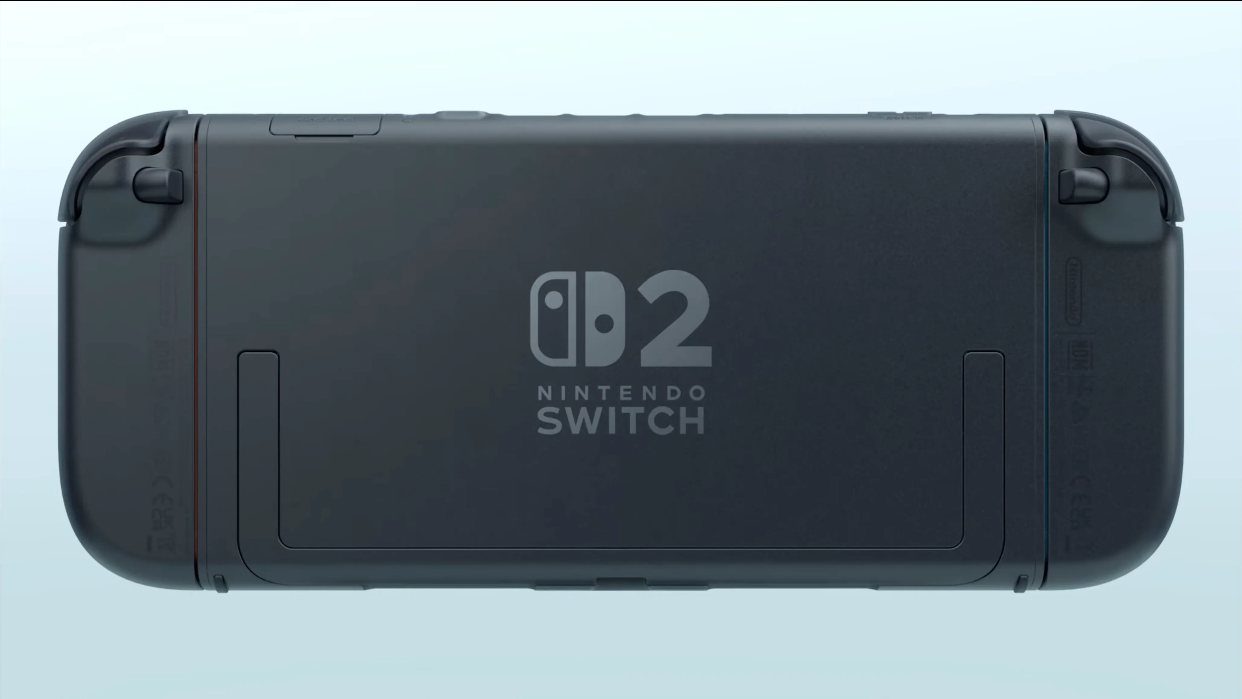 Mặt sau của máy chơi game Nintendo Switch 2 hiển thị logo và thiết kế mới