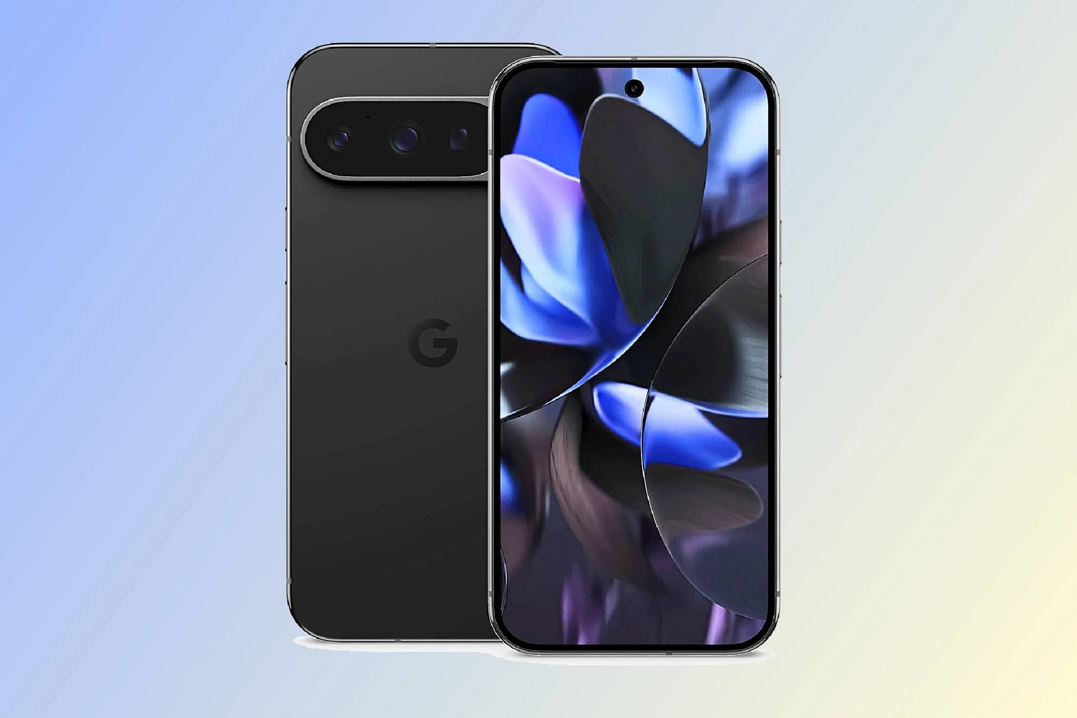 Mặt trước và mặt sau của điện thoại Google Pixel 9 Pro màu đen