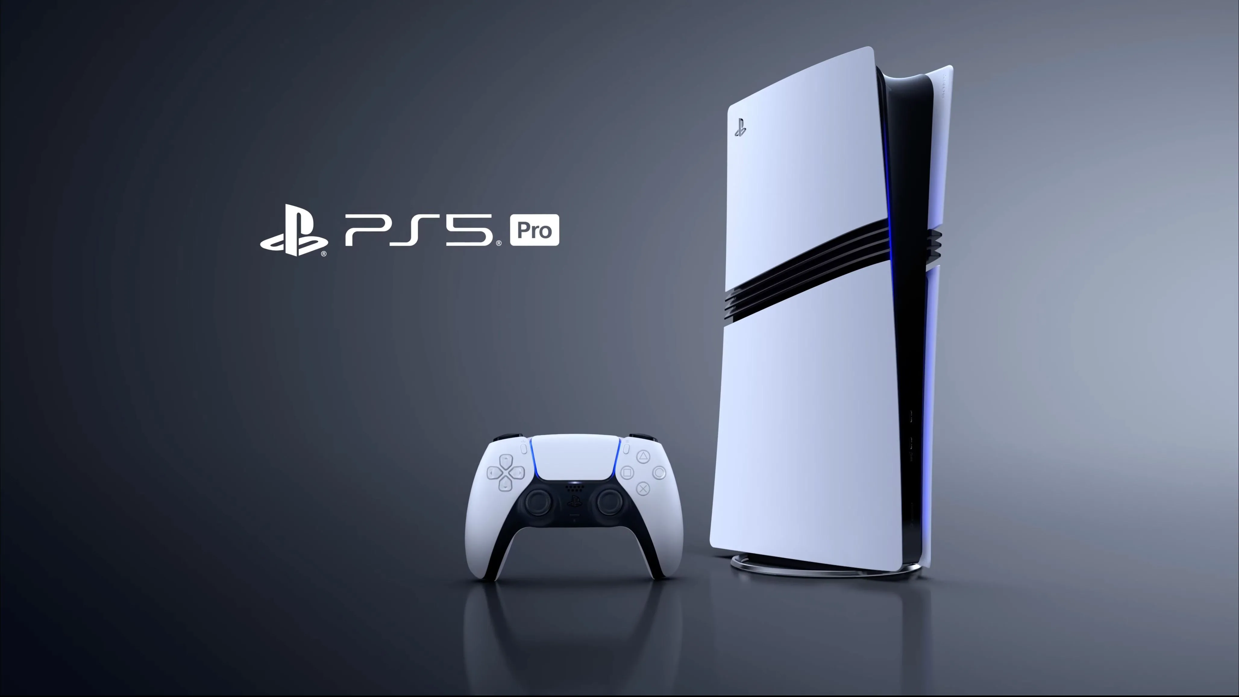 Máy chơi game PlayStation 5 Pro trên nền xám
