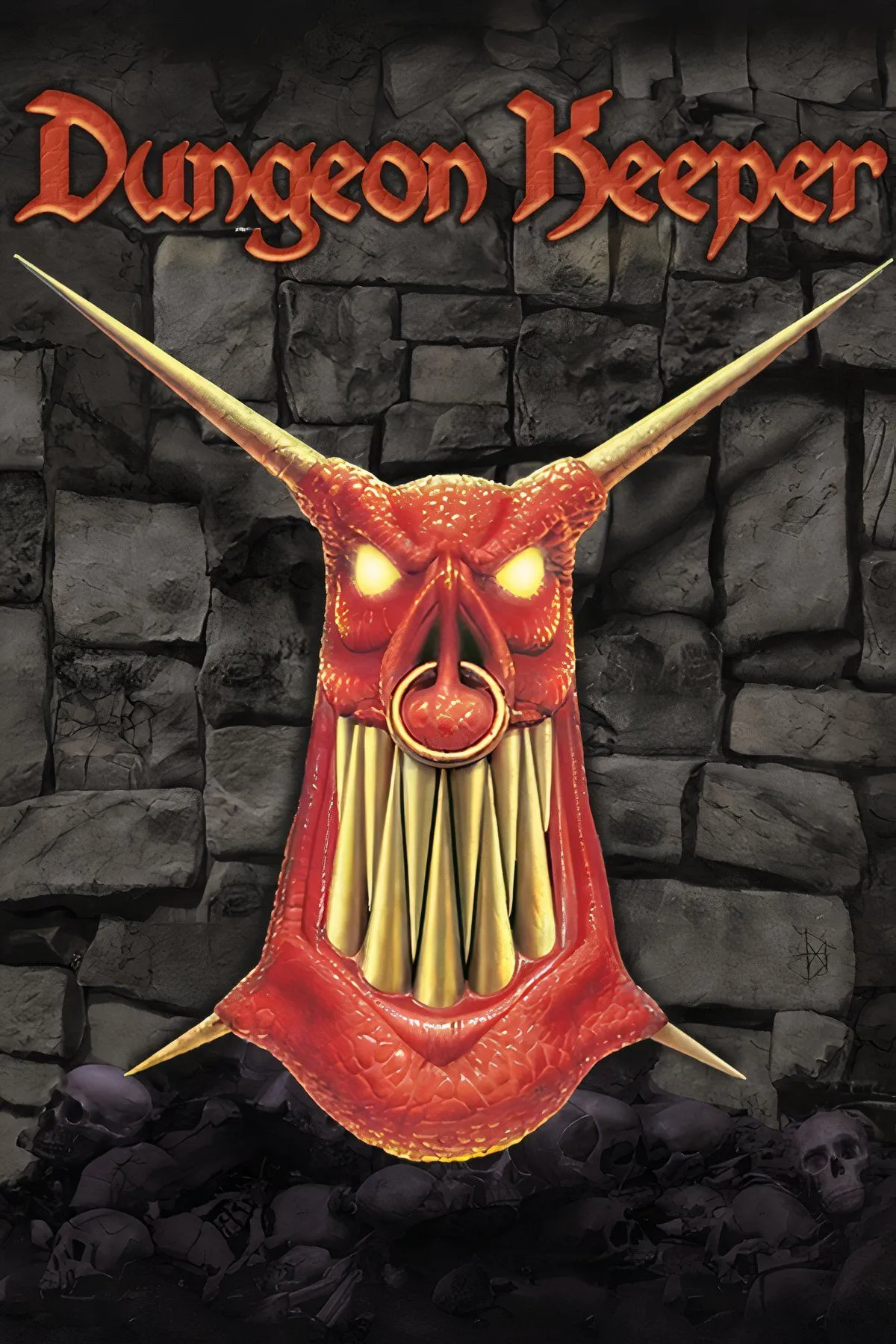Minh họa tổng hợp các hình ảnh từ game Dungeon Keeper với logo và thiết kế hầm ngục.