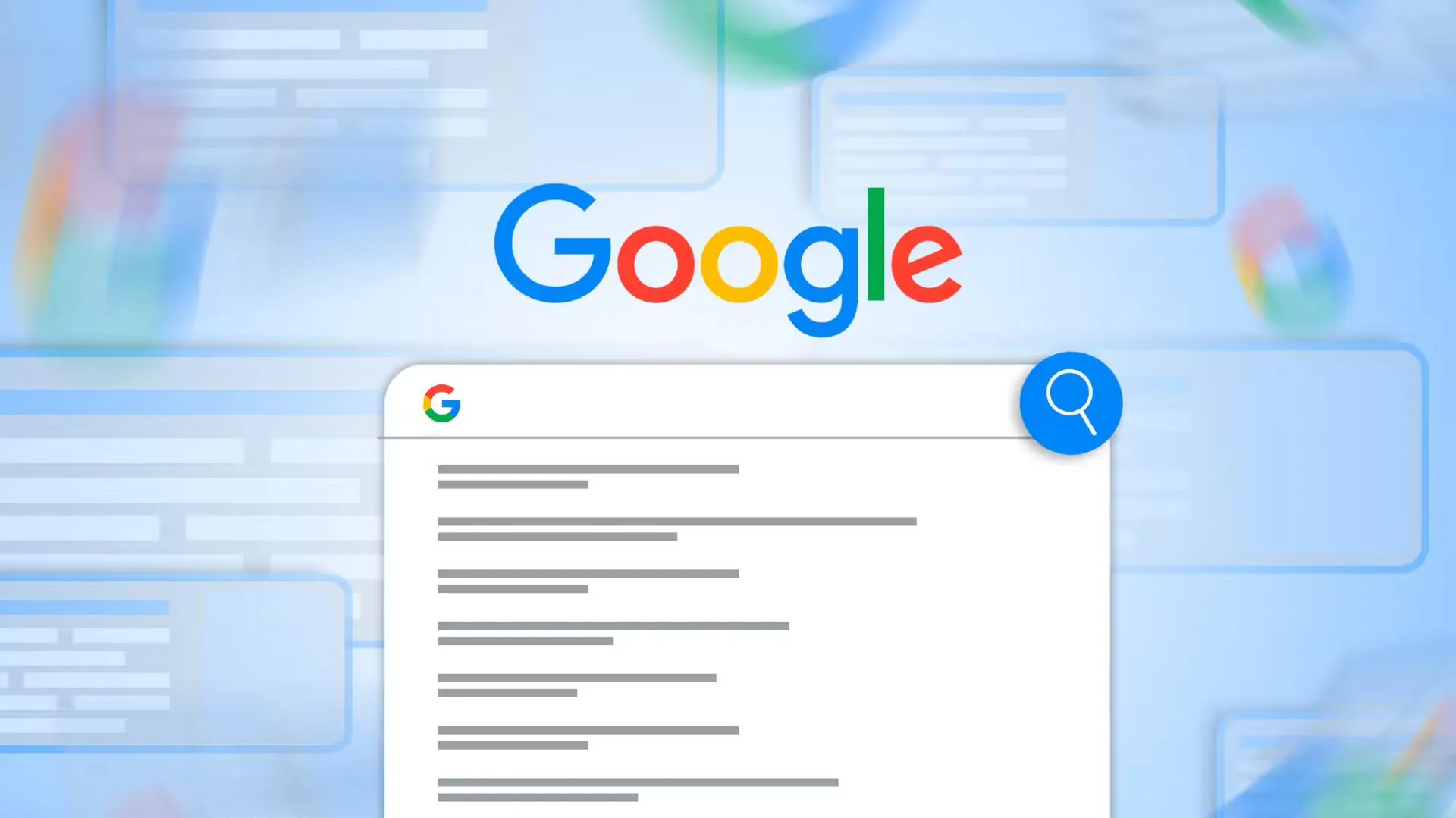 Minh họa trang tìm kiếm Google với các tính năng AI mới đang được tích hợp