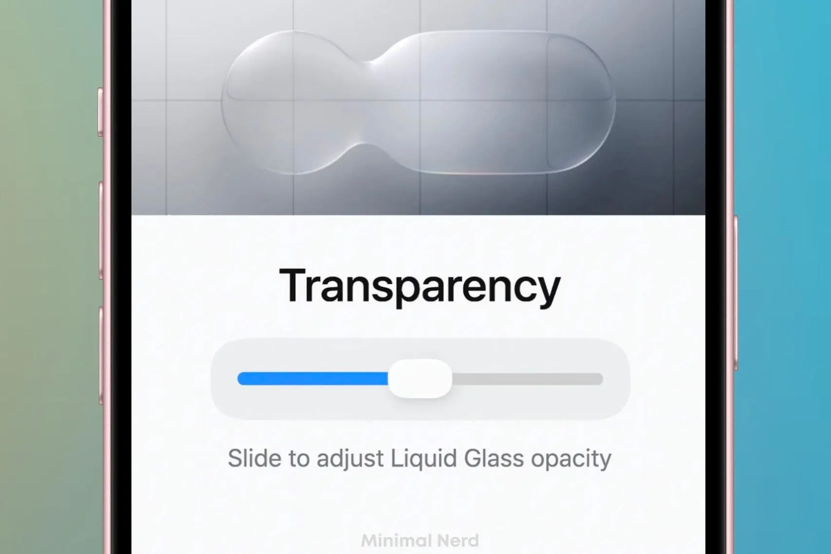 Mô phỏng thanh trượt tùy chỉnh cường độ hiệu ứng Liquid Glass trên iOS.