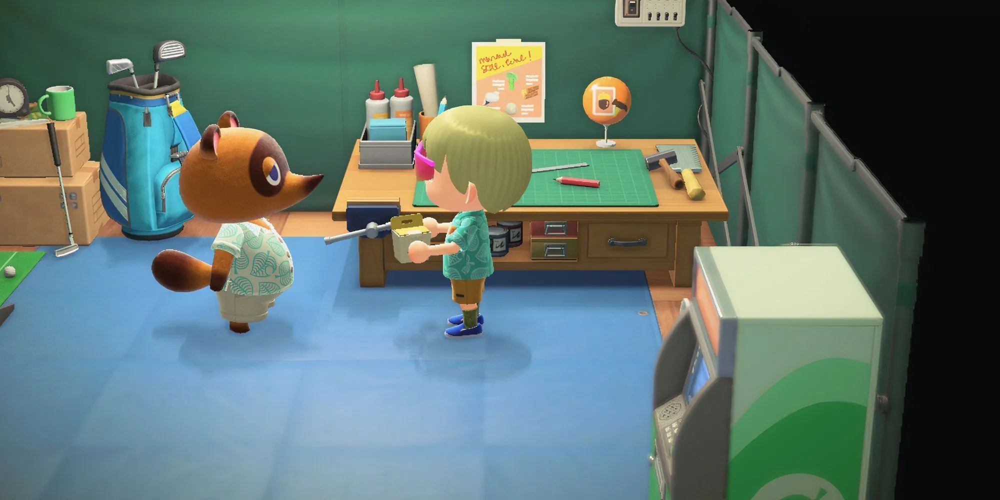 Người chơi trò chuyện với Tom Nook, nhân vật quan trọng trong Animal Crossing New Horizons