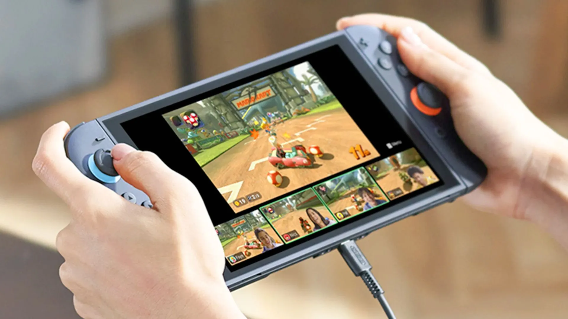 Người dùng trải nghiệm chơi game trên Nintendo Switch 2 ở chế độ cầm tay