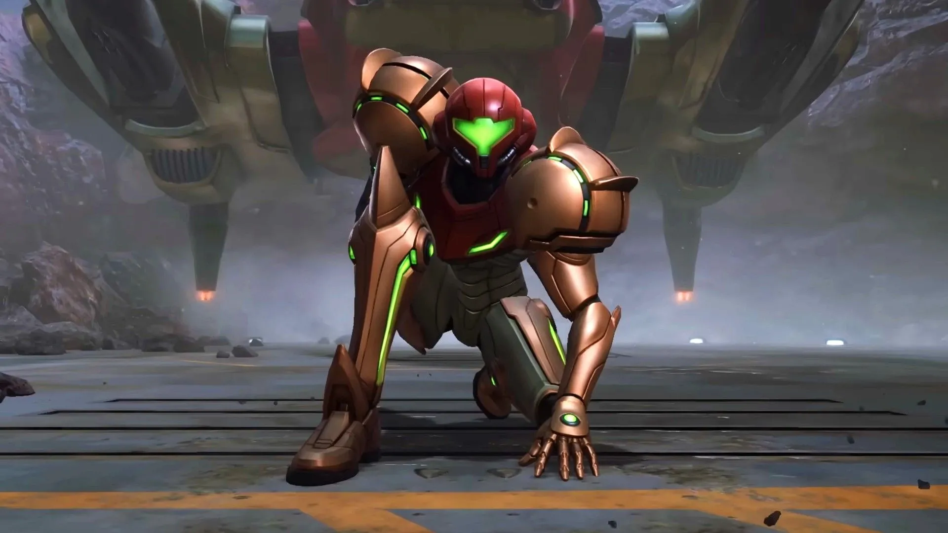 Nhân vật Samus từ Metroid Prime 4 Beyond trong một cảnh game, đại diện cho việc các tựa game lớn vẫn sẽ ra mắt trên Nintendo Switch đời đầu.