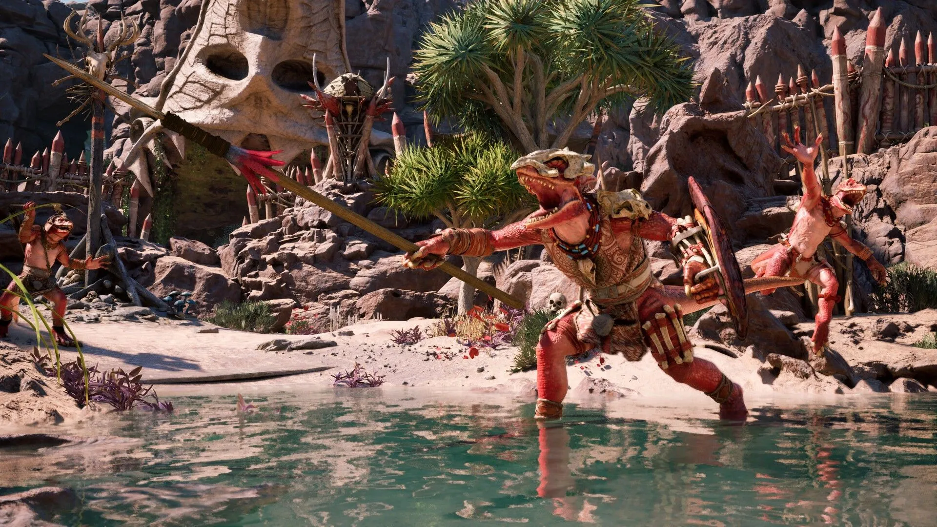 Nhân vật thằn lằn chiến binh trong game nhập vai Avowed của Obsidian Entertainment, hỗ trợ lưu trữ đám mây Xbox.