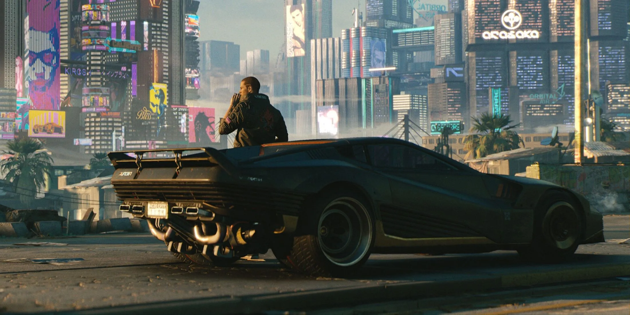 Nhân vật V đang đối mặt với một nhóm kẻ thù trong Cyberpunk 2077, minh họa các pha hành động và chiến đấu trong game.