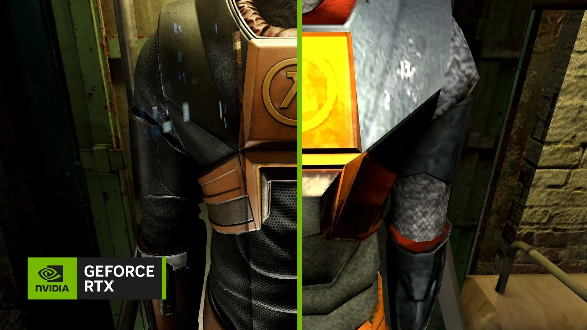 NVIDIA Geforce RTX Half-Life 2 Armor before and after AI