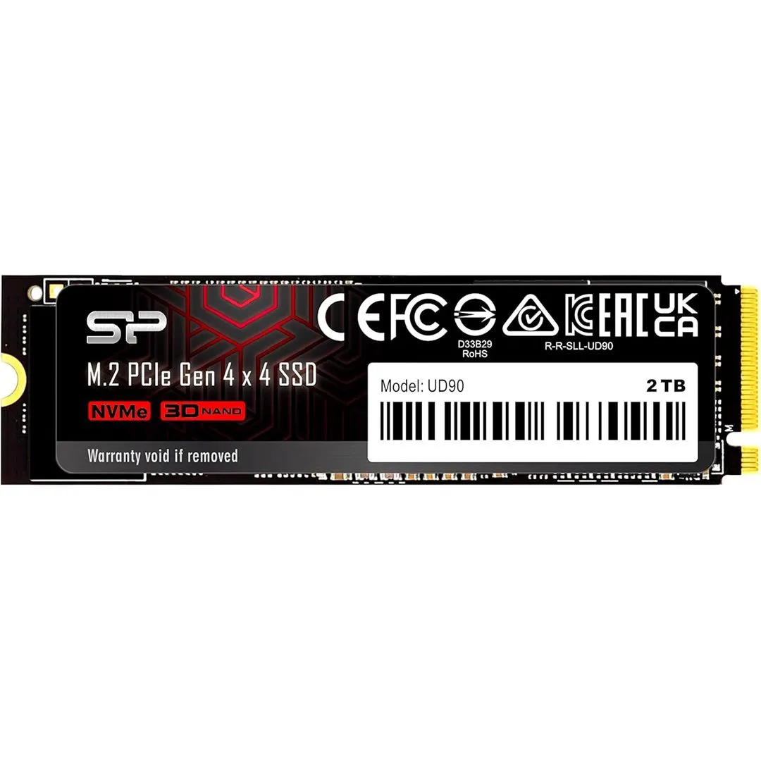 Ổ SSD Silicon Power UD90 2TB NVMe 4.0 M.2, được thiết kế nhỏ gọn, mang lại tốc độ đọc ghi cao và tối ưu không gian bên trong case, lý tưởng cho việc làm ổ đệm hoặc lưu trữ chính trong NAS.
