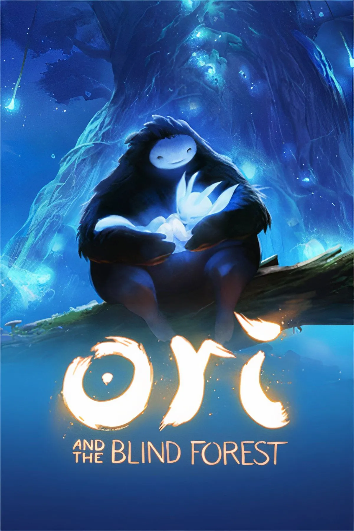 Ori, linh hồn bảo hộ giống thỏ, đang bay lượn trong khu rừng Nibel huyền ảo của Ori and the Blind Forest Definitive Edition.
