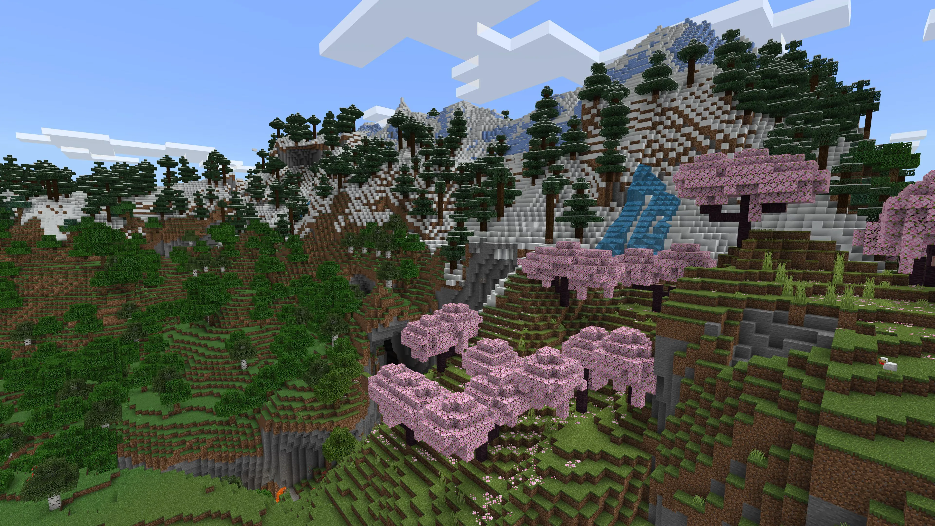 Phong cảnh game Minecraft với nhiều biome khác nhau và khả năng khám phá