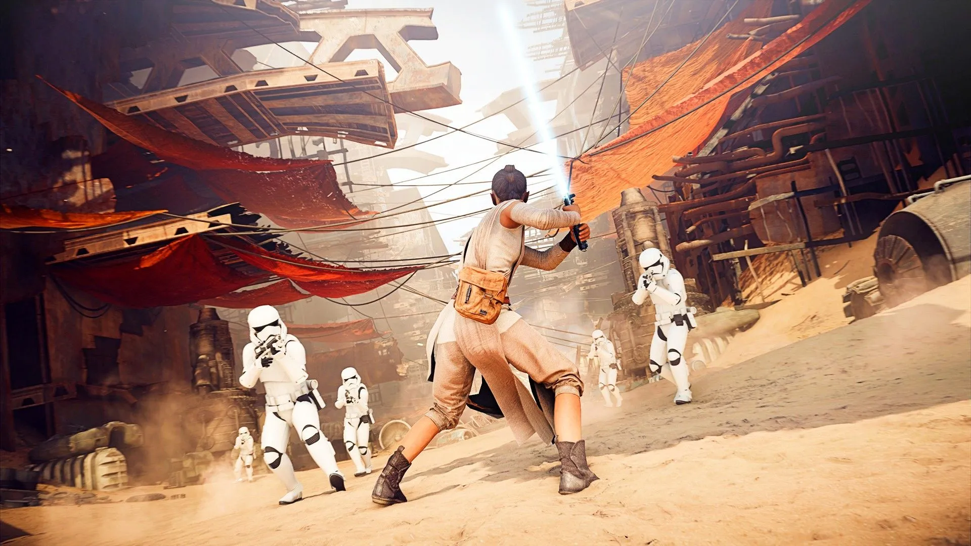 Rey chiến đấu với Stormtrooper trong Star Wars Battlefront 2, gợi ý về khả năng tái khởi động thương hiệu.