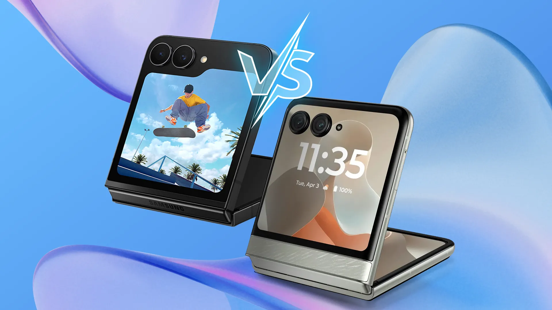So sánh trực quan hai mẫu điện thoại gập Samsung Galaxy Z Flip 7 FE và Motorola Razr 2025