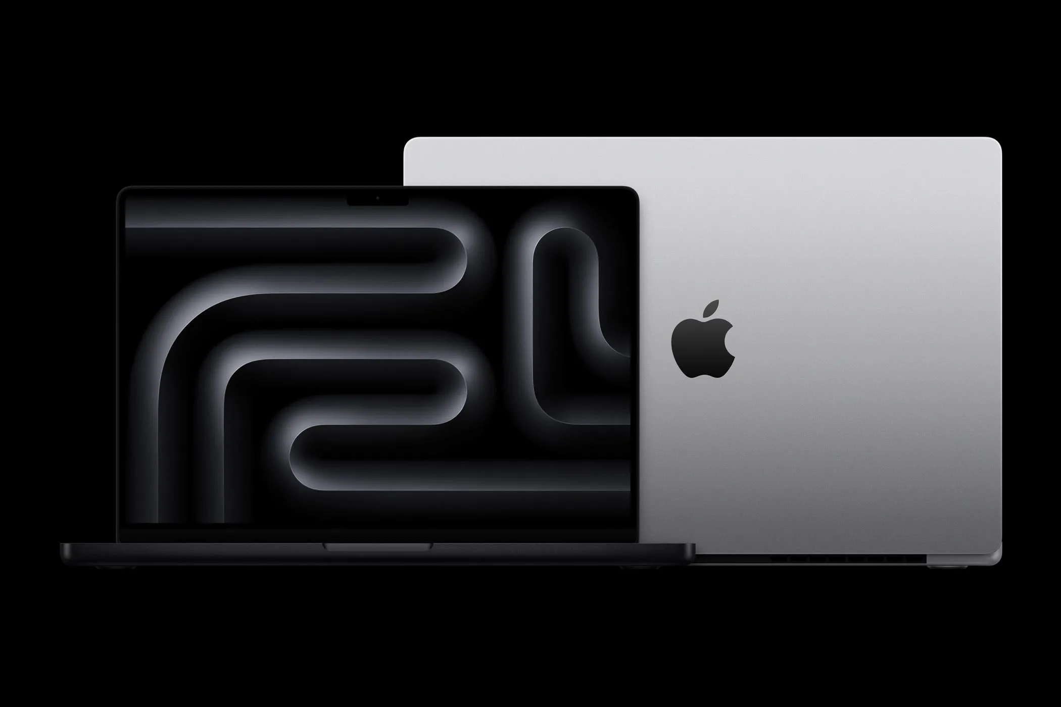 Thiết kế mặt trước và sau của MacBook Pro M4, minh họa khả năng tương thích với Thunderbolt 5.