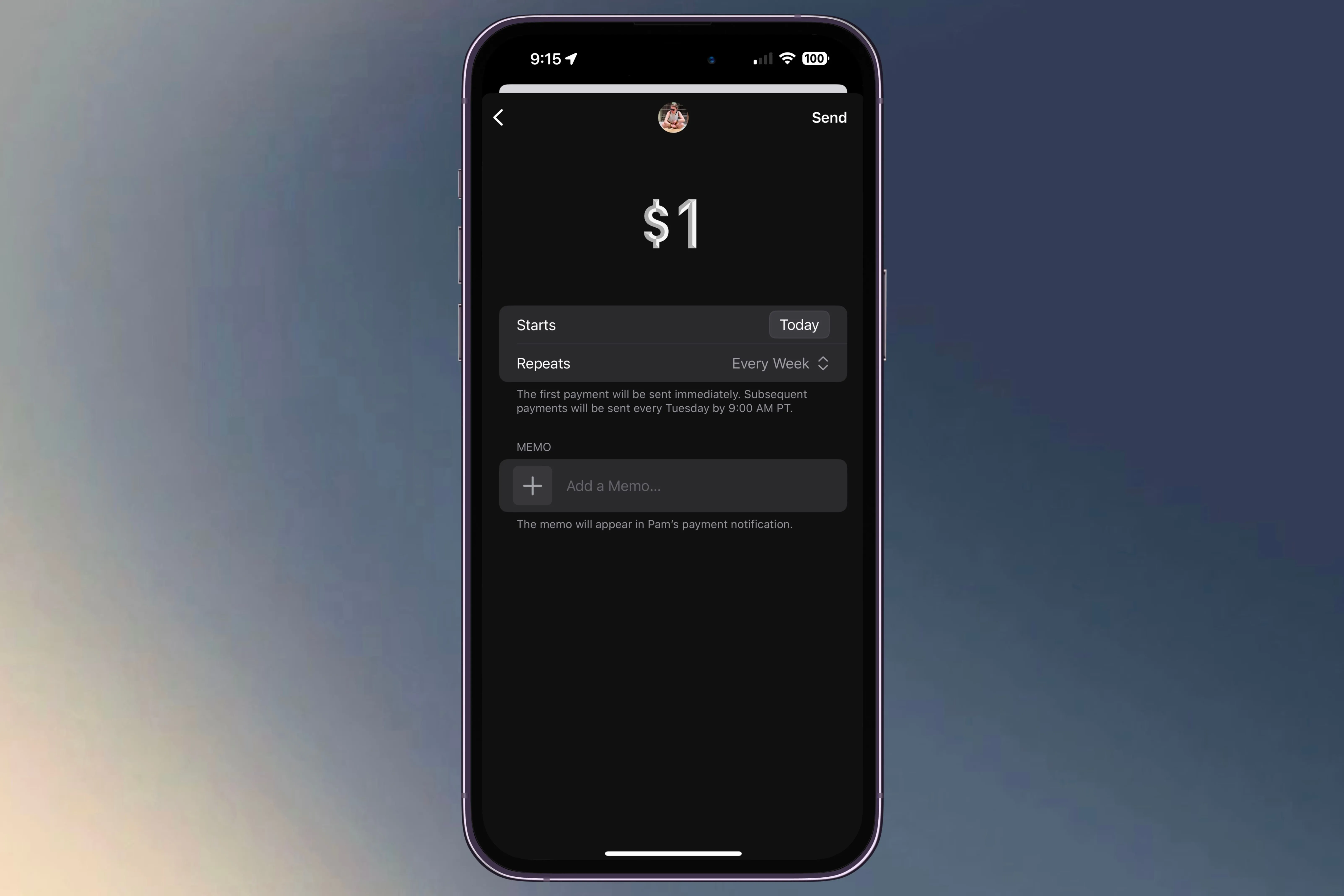 Thiết lập thanh toán định kỳ cho một liên hệ qua Apple Cash trong ứng dụng Tin nhắn