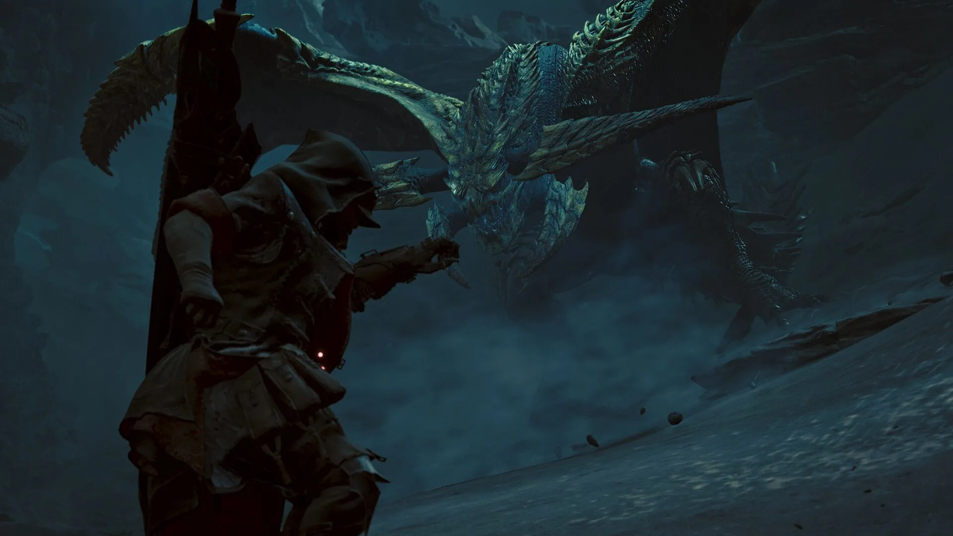 Thợ săn sử dụng vũ khí lớn để tấn công quái vật trong Monster Hunter Wilds