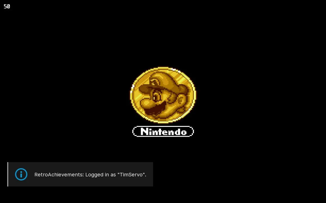 Thông báo đăng nhập RetroAchievements thành công