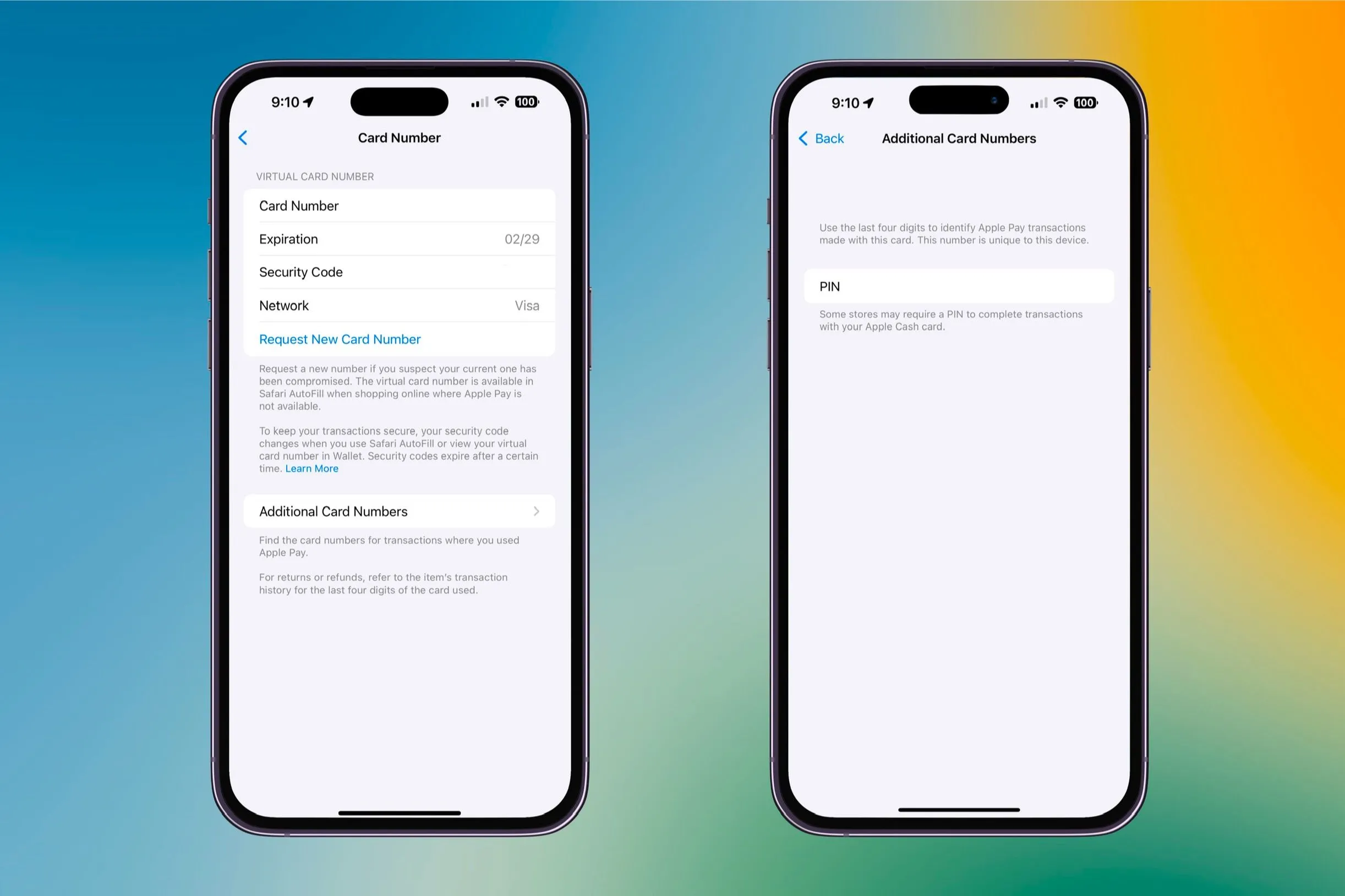 Thông tin số thẻ Apple Cash kỹ thuật số hiển thị trong ứng dụng Ví